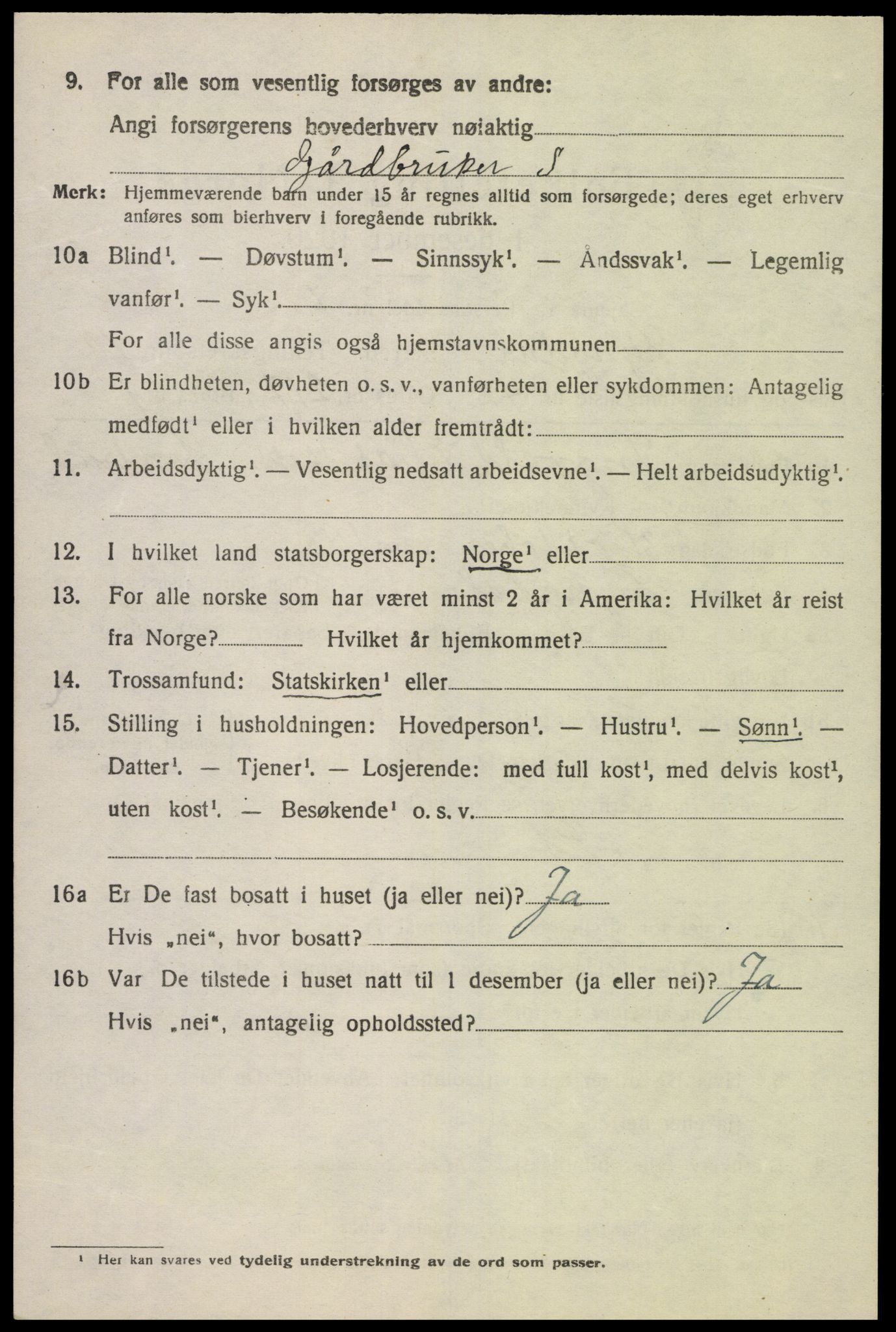 SAK, 1920 census for Lyngdal, 1920, p. 5824