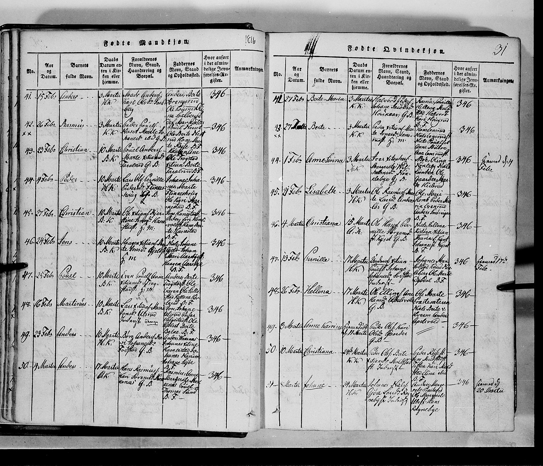 Toten prestekontor, AV/SAH-PREST-102/H/Ha/Hab/L0001: Parish register (copy) no. 1, 1814-1820, p. 31