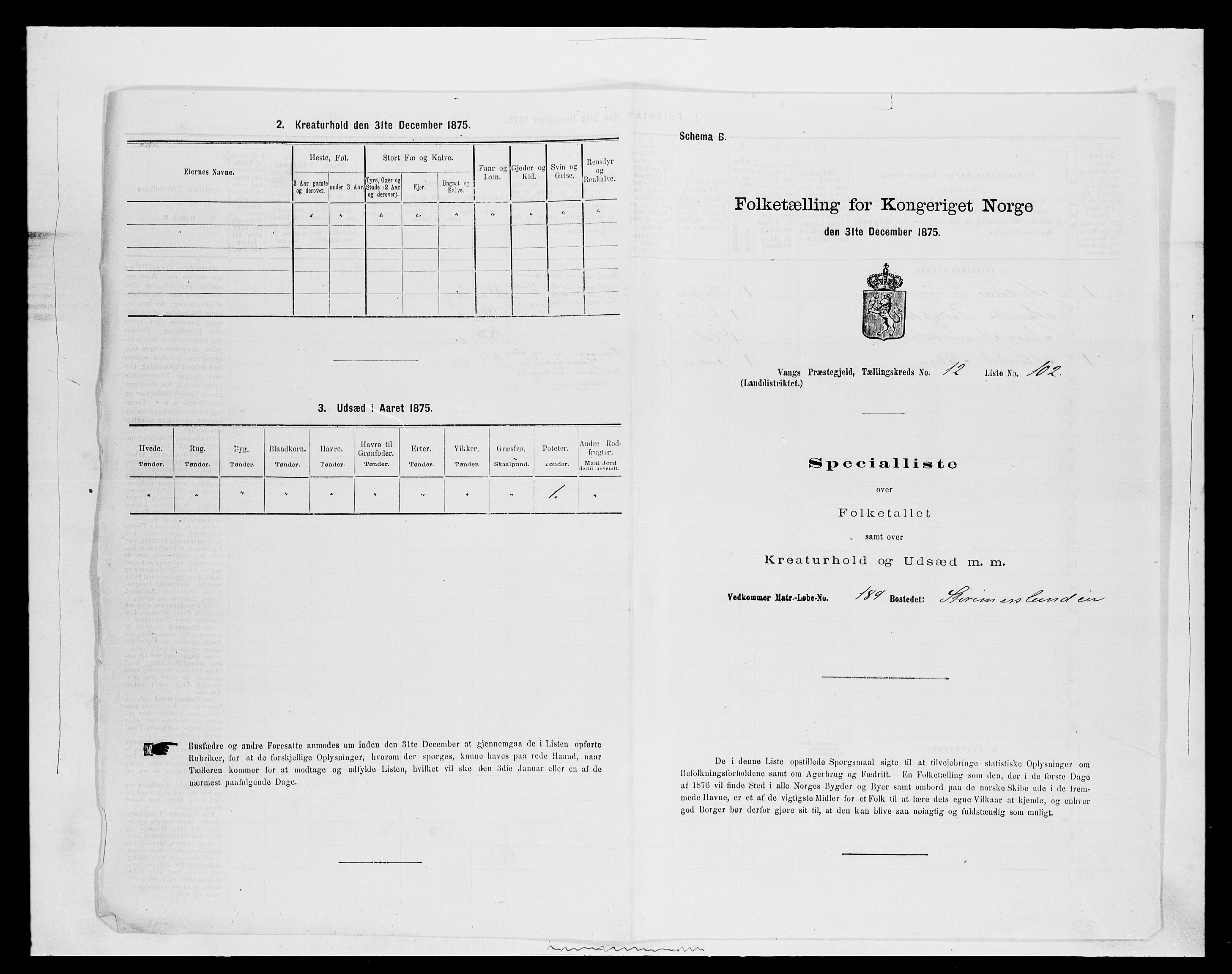 SAH, 1875 census for 0414L Vang/Vang og Furnes, 1875, p. 2826