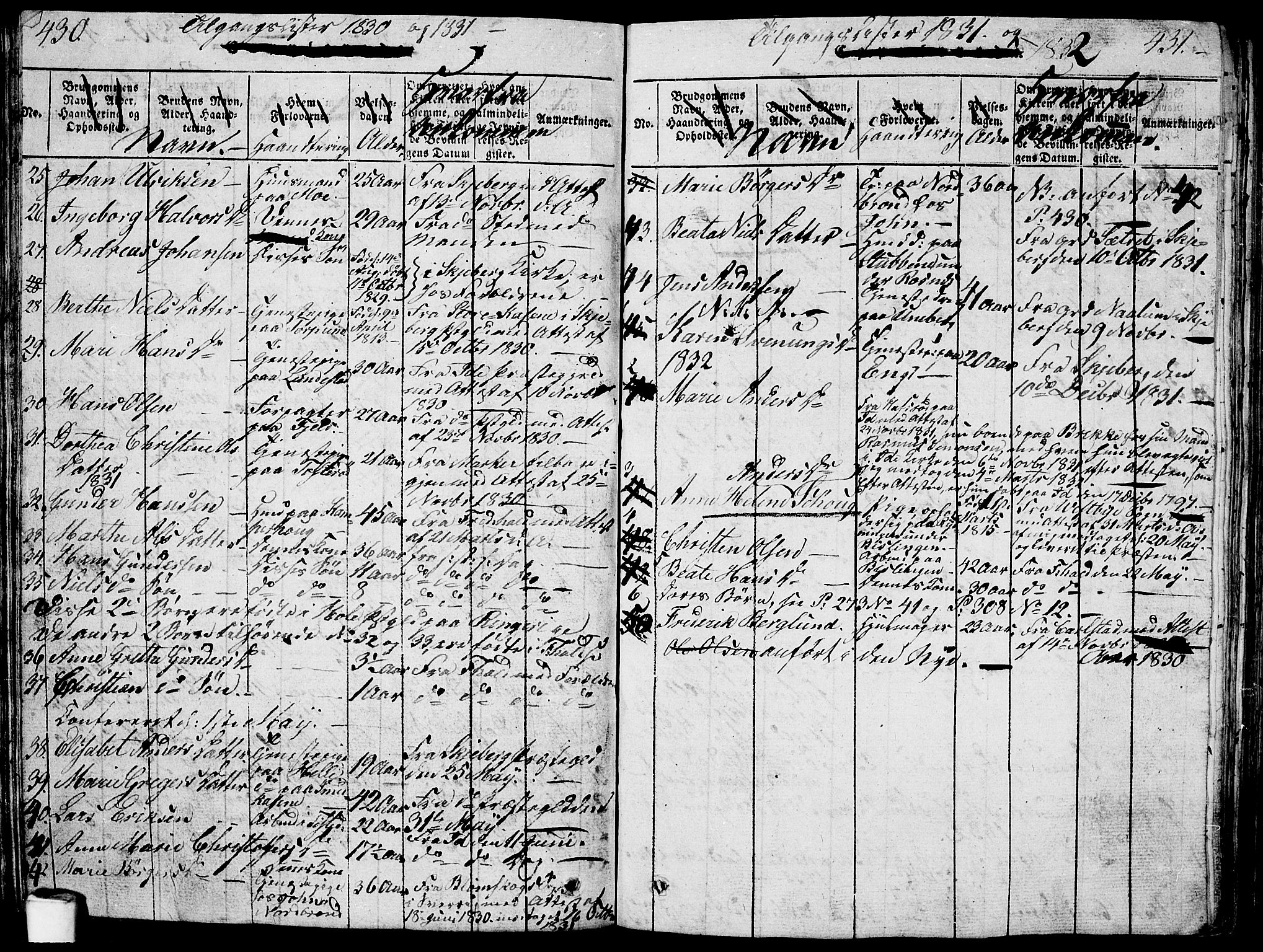 Berg prestekontor Kirkebøker, SAO/A-10902/G/Ga/L0001: Parish register (copy) no. I 1, 1815-1832, p. 430-431