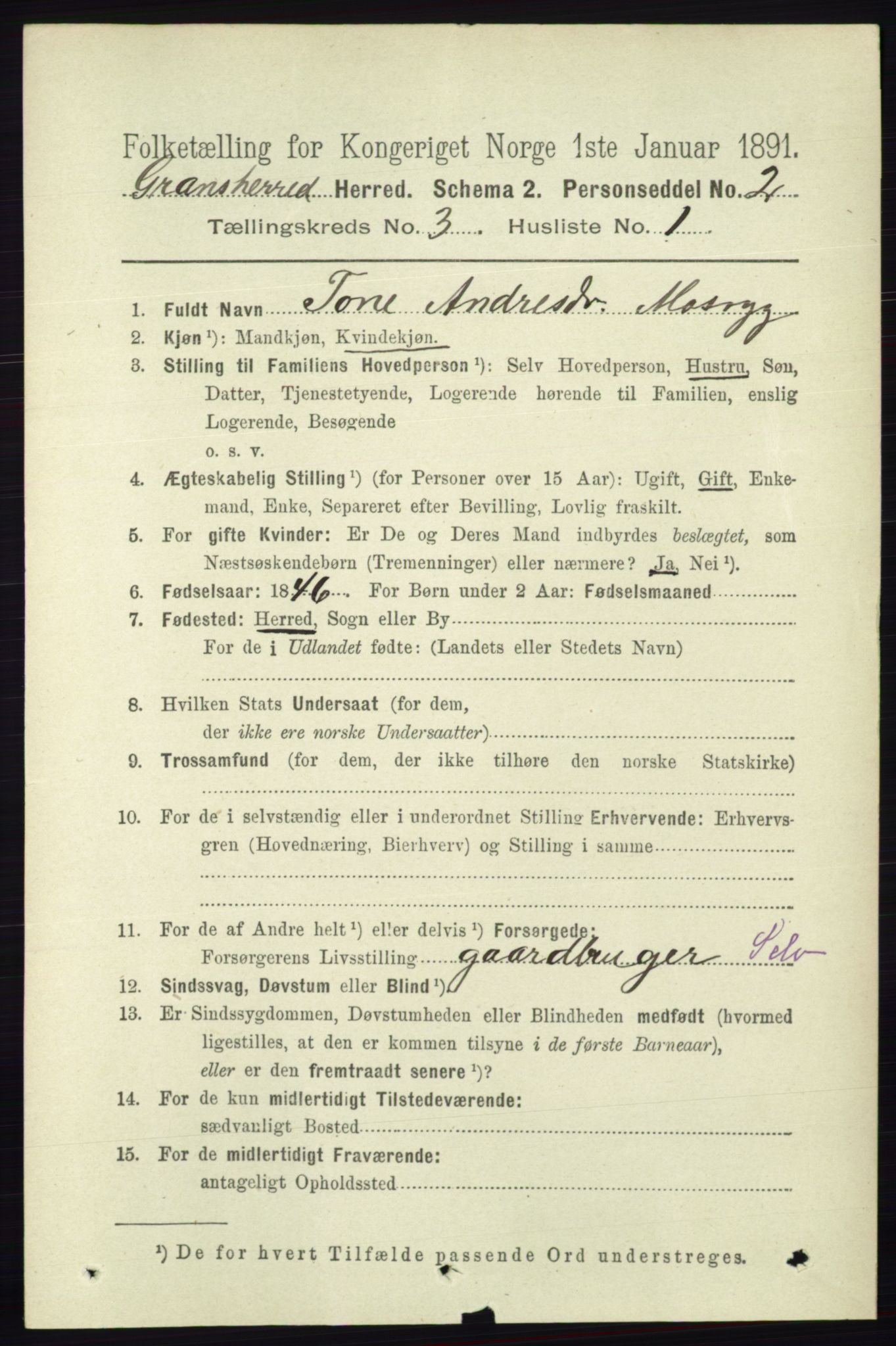 RA, 1891 census for 0824 Gransherad, 1891, p. 512