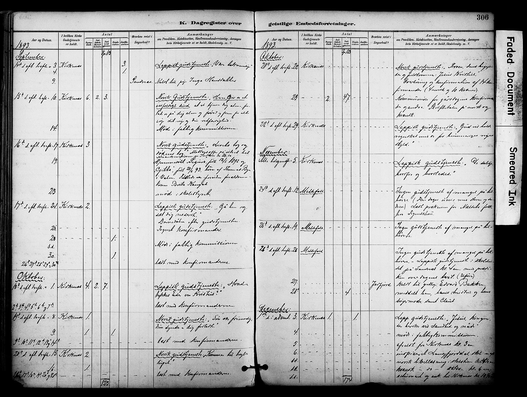 Sør-Varanger sokneprestkontor, AV/SATØ-S-1331/H/Ha/L0004kirke: Parish register (official) no. 4, 1891-1908, p. 306