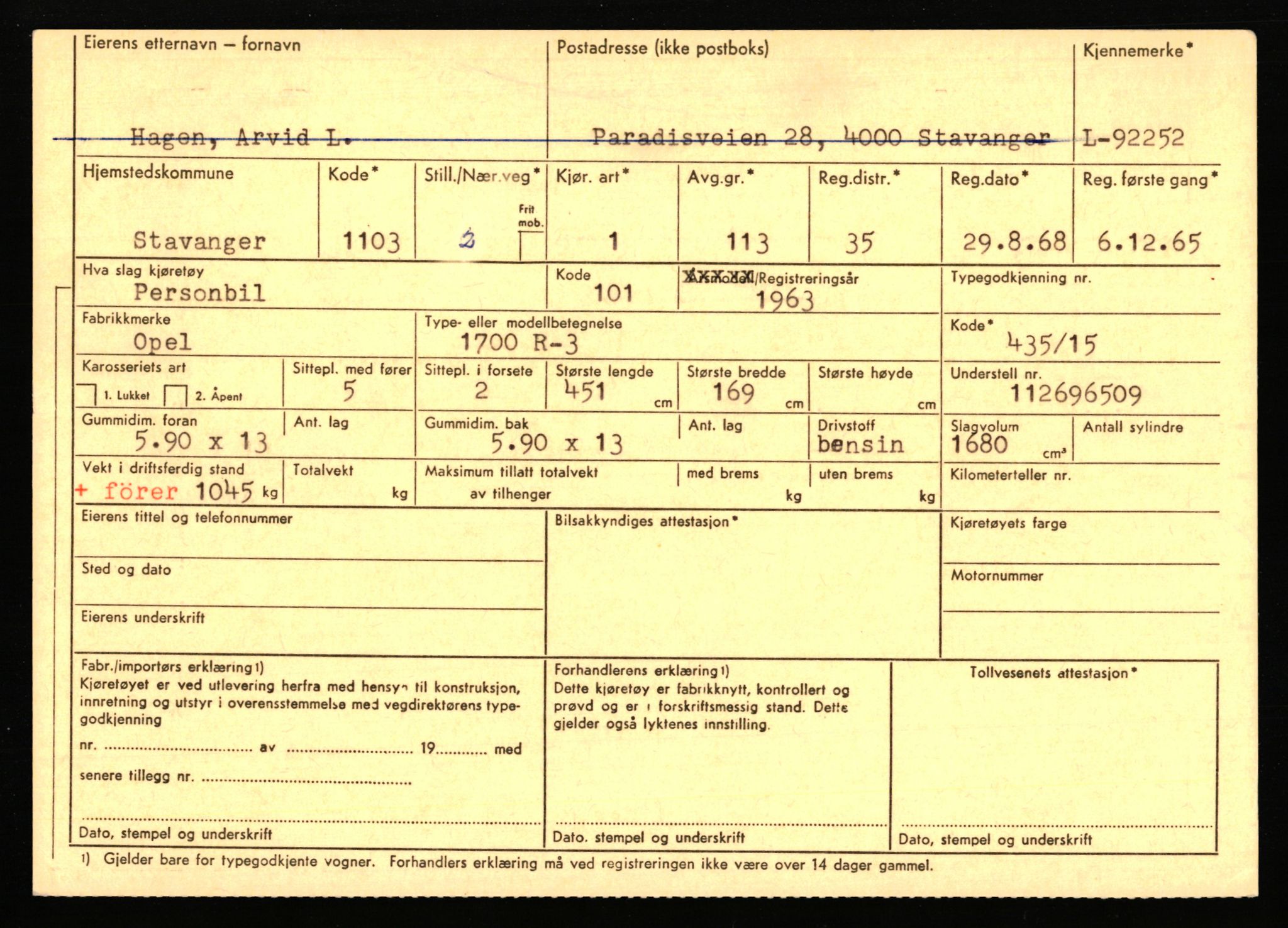 Stavanger trafikkstasjon, AV/SAST-A-101942/0/F/L0075: L-88800 - L-92499, 1930-1971, p. 2252