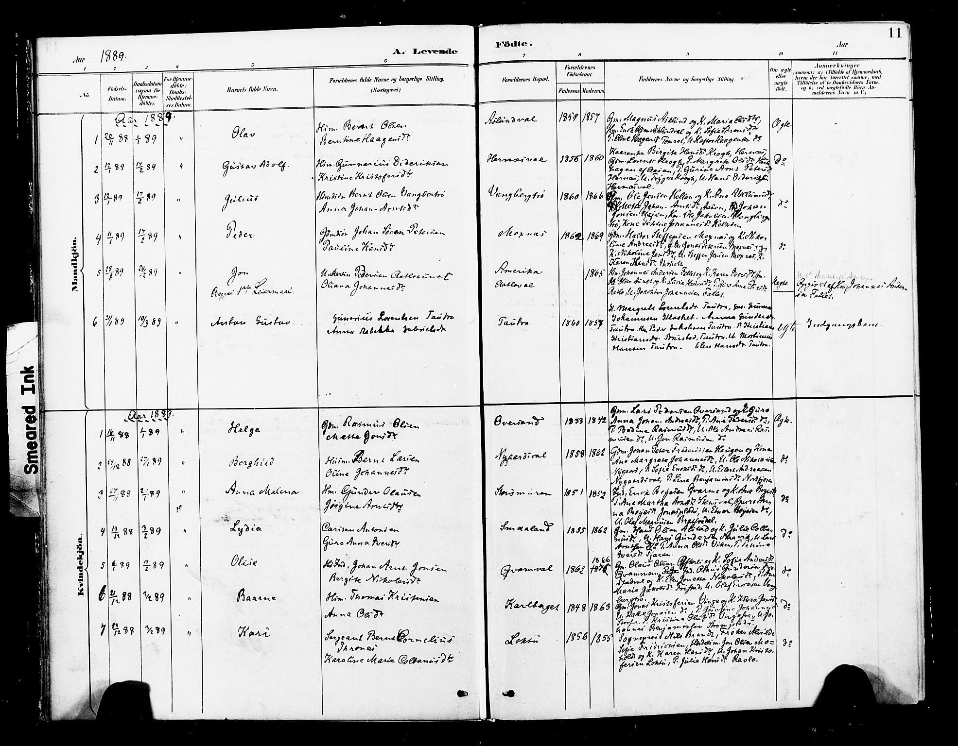 Ministerialprotokoller, klokkerbøker og fødselsregistre - Nord-Trøndelag, SAT/A-1458/713/L0121: Parish register (official) no. 713A10, 1888-1898, p. 11