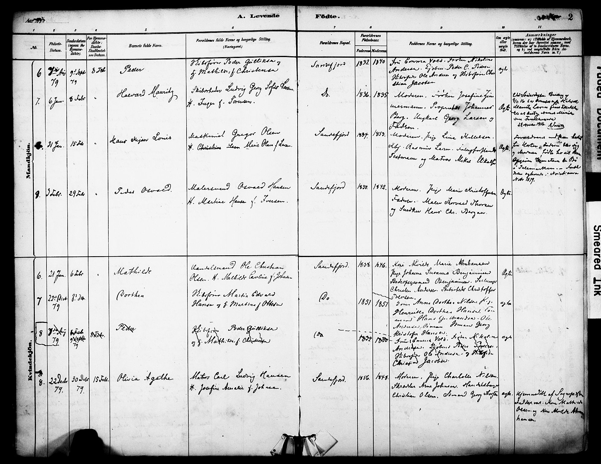 Sandefjord kirkebøker, AV/SAKO-A-315/F/Fa/L0002: Parish register (official) no. 2, 1880-1894, p. 2