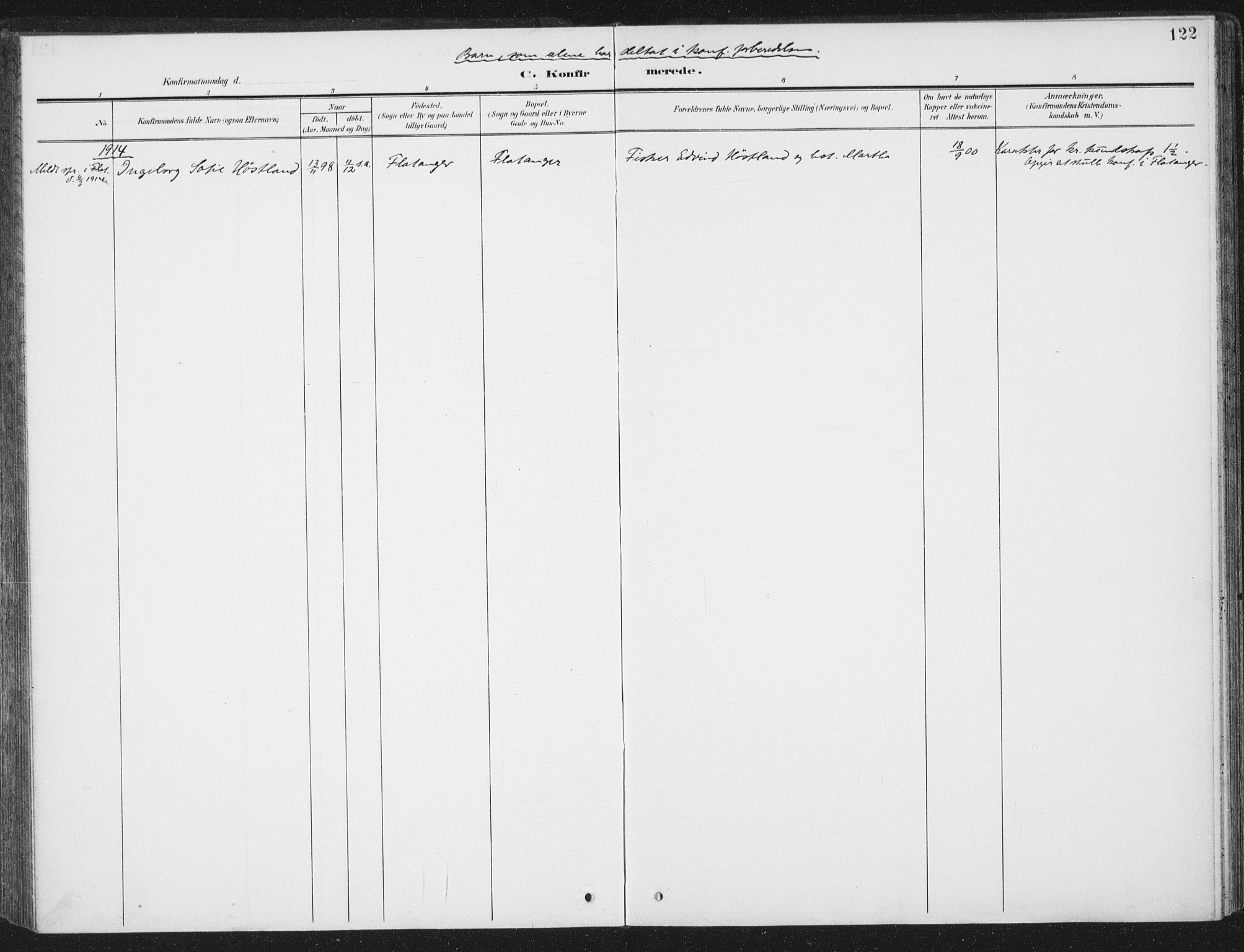 Ministerialprotokoller, klokkerbøker og fødselsregistre - Sør-Trøndelag, SAT/A-1456/657/L0709: Parish register (official) no. 657A10, 1905-1919, p. 122