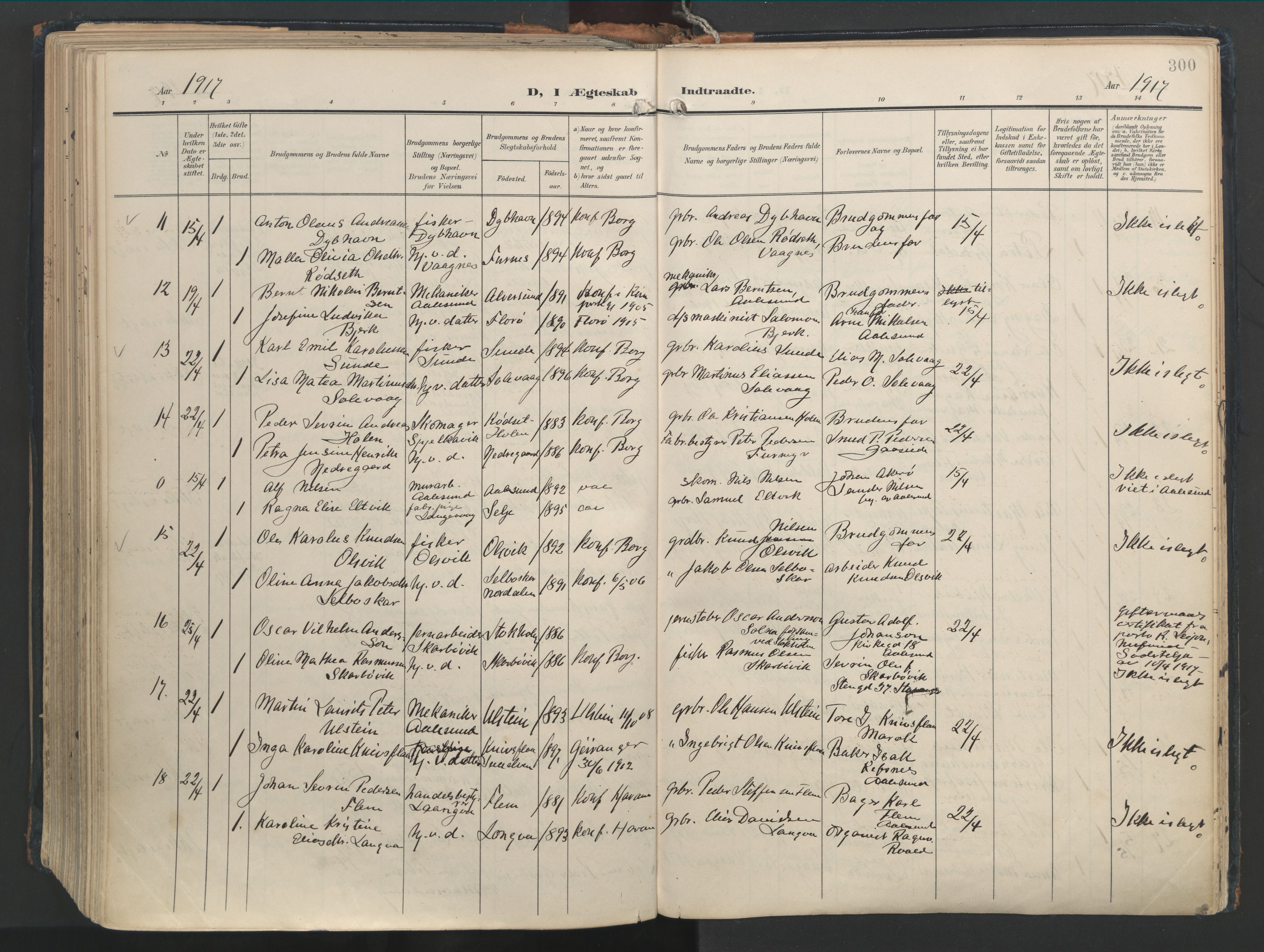 Ministerialprotokoller, klokkerbøker og fødselsregistre - Møre og Romsdal, AV/SAT-A-1454/528/L0411: Parish register (official) no. 528A20, 1907-1920, p. 300