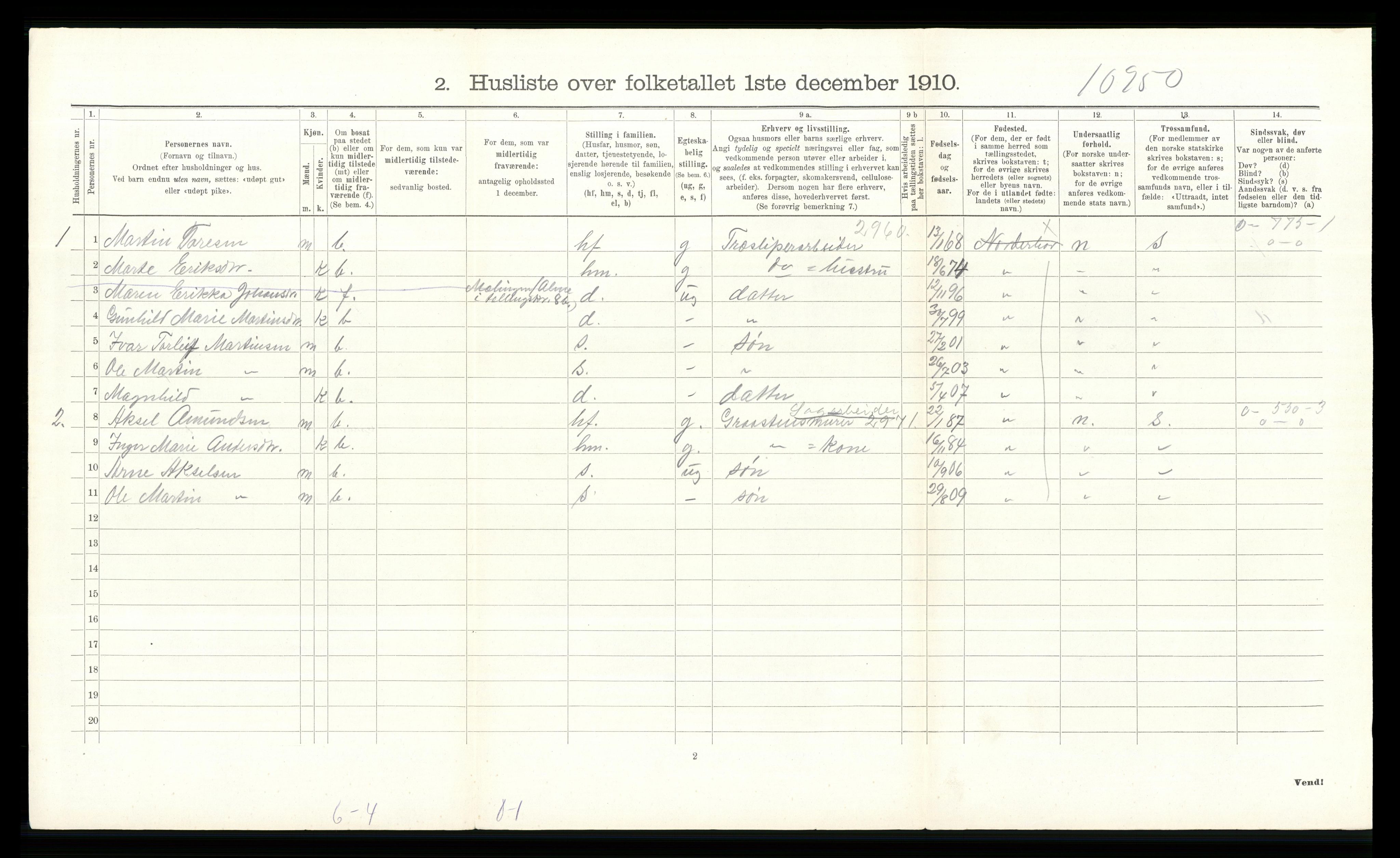 RA, 1910 census for Norderhov, 1910, p. 1763