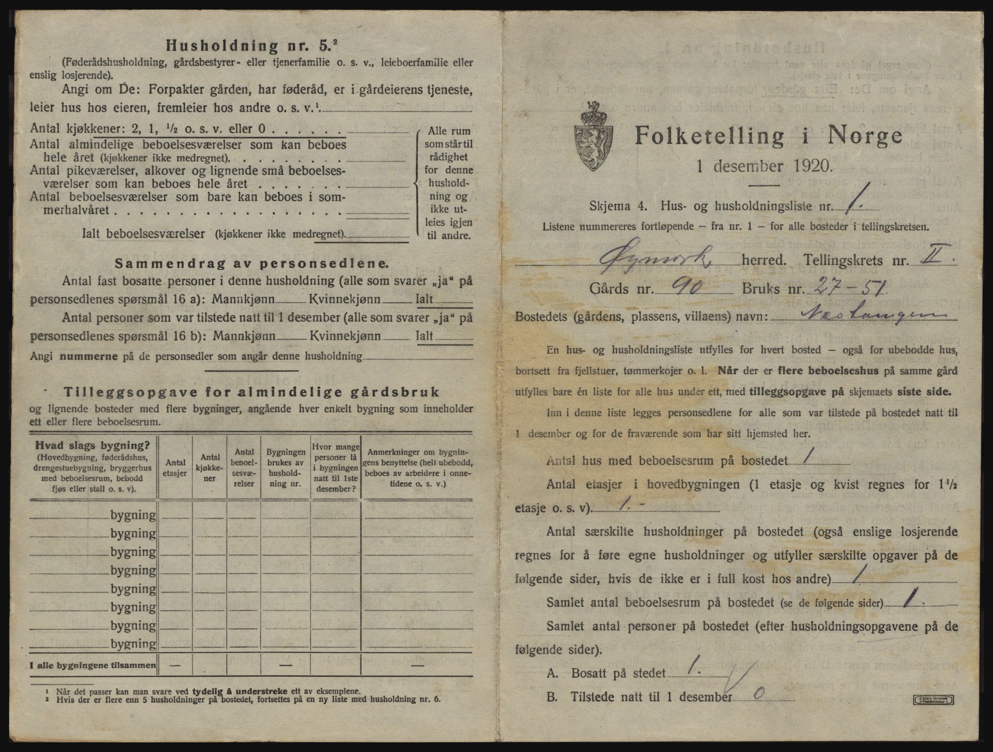 SAO, 1920 census for Øymark, 1920, p. 79