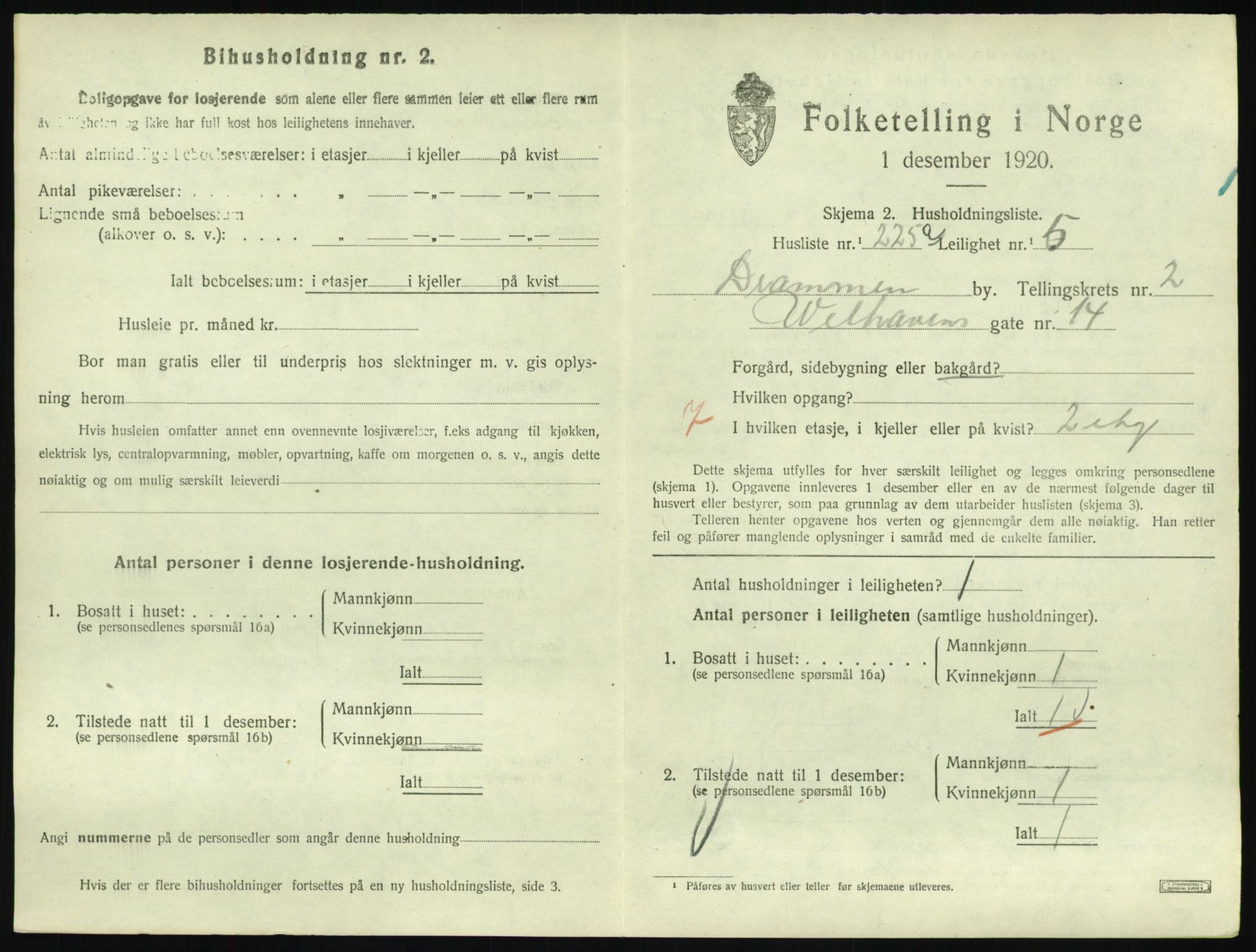 SAKO, 1920 census for Drammen, 1920, p. 8375