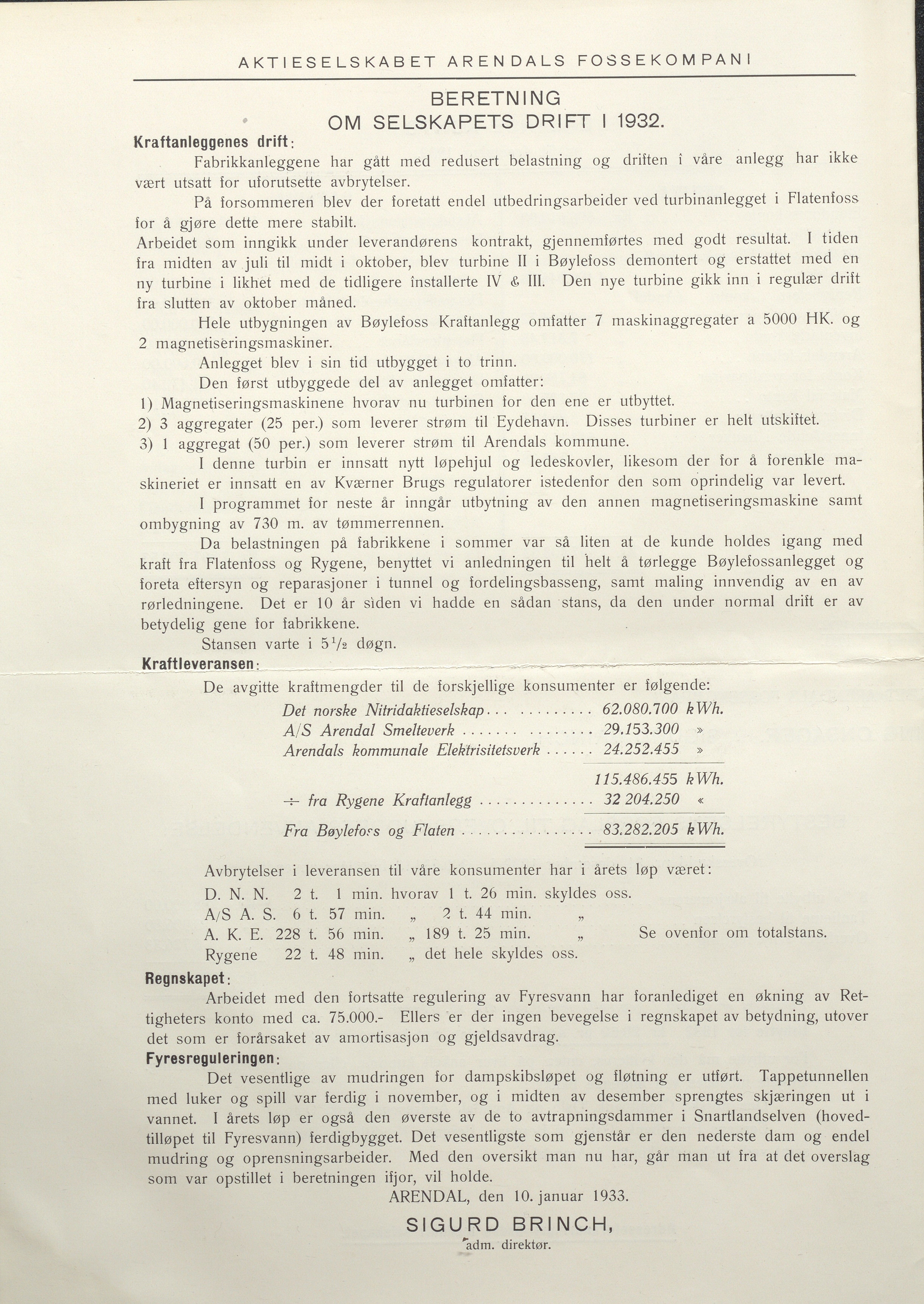 Arendals Fossekompani, AAKS/PA-2413/X/X01/L0001/0009: Beretninger, regnskap, balansekonto, gevinst- og tapskonto / Årsberetning og regnskap 1928 - 1935, 1928-1935, p. 15