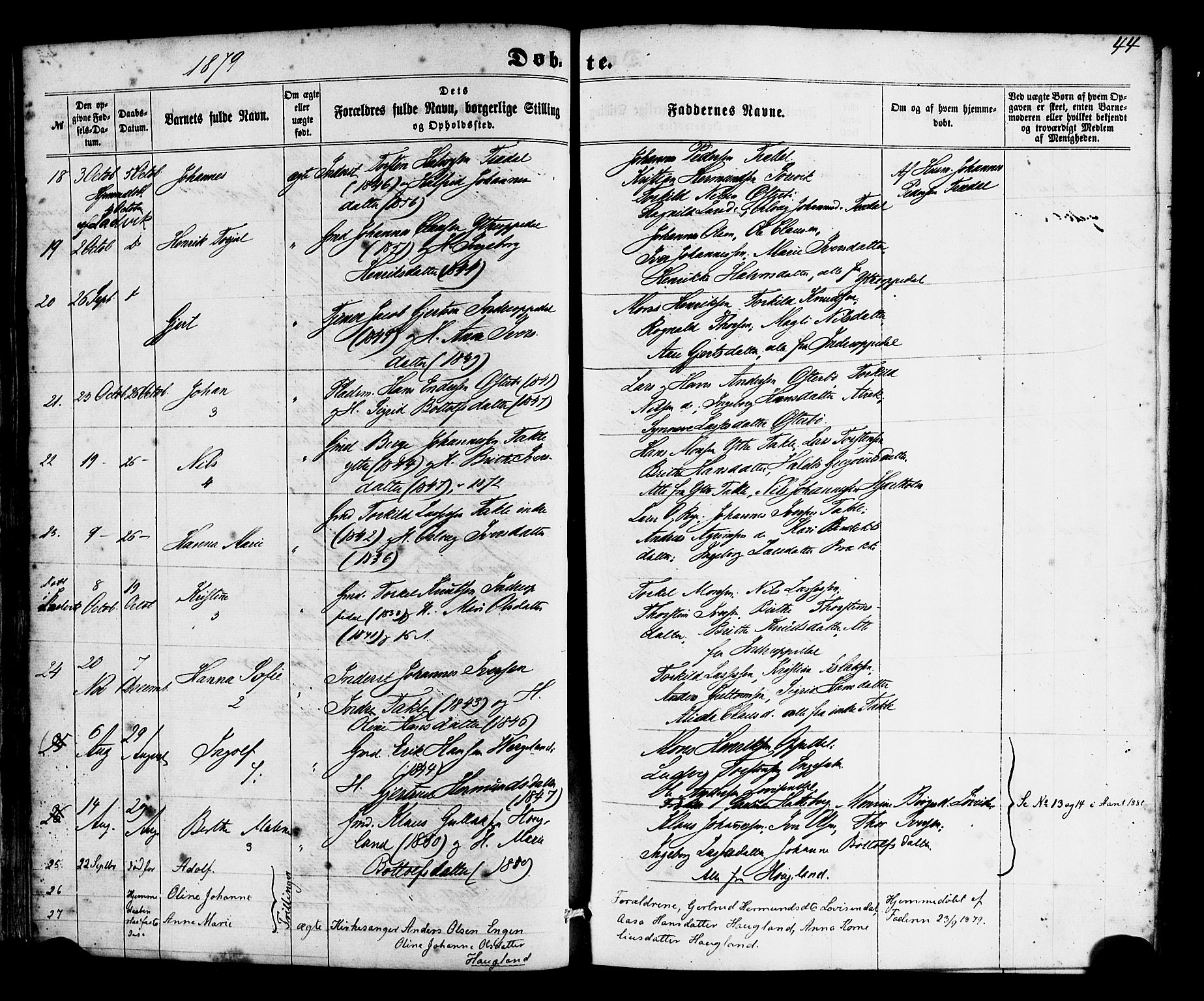 Gulen sokneprestembete, SAB/A-80201/H/Haa/Haac/L0001: Parish register (official) no. C 1, 1859-1881, p. 44