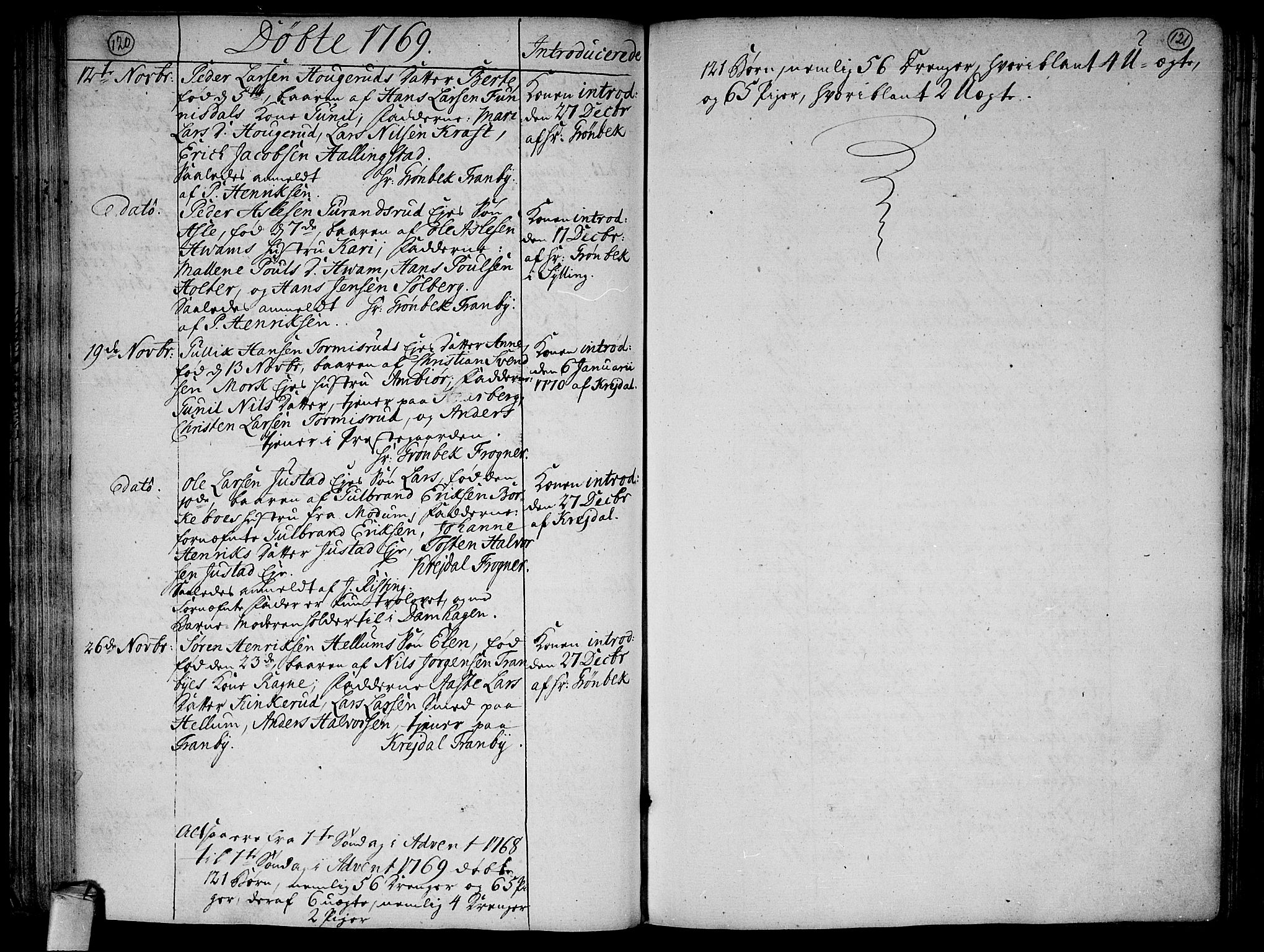 Lier kirkebøker, AV/SAKO-A-230/F/Fa/L0005: Parish register (official) no. I 5, 1764-1777, p. 120-121