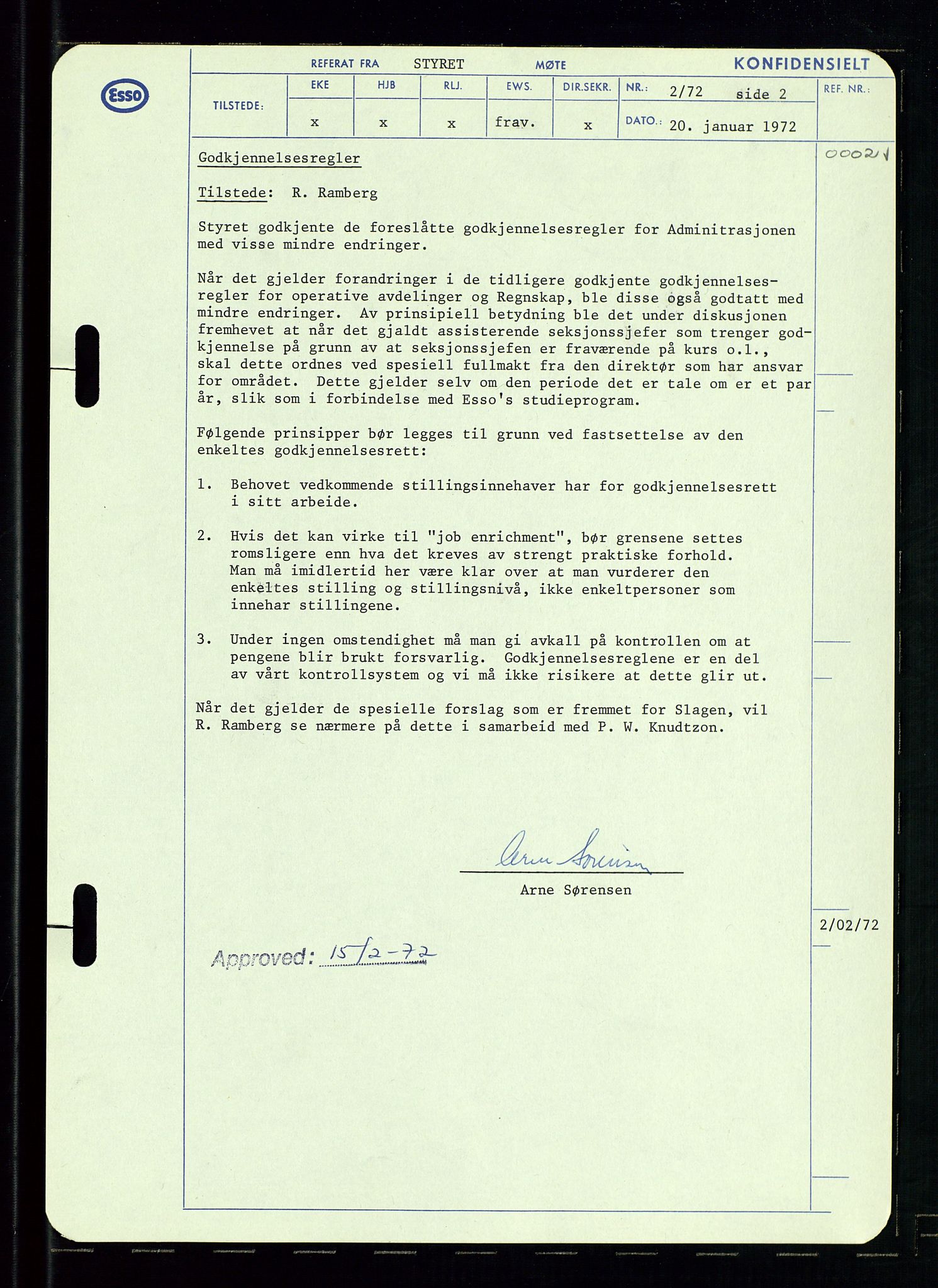 Pa 0982 - Esso Norge A/S, AV/SAST-A-100448/A/Aa/L0003/0002: Den administrerende direksjon Board minutes (styrereferater) og Bedriftforsamlingsprotokoll / Den administrerende direksjon Board minutes (styrereferater), 1970-1974, p. 121