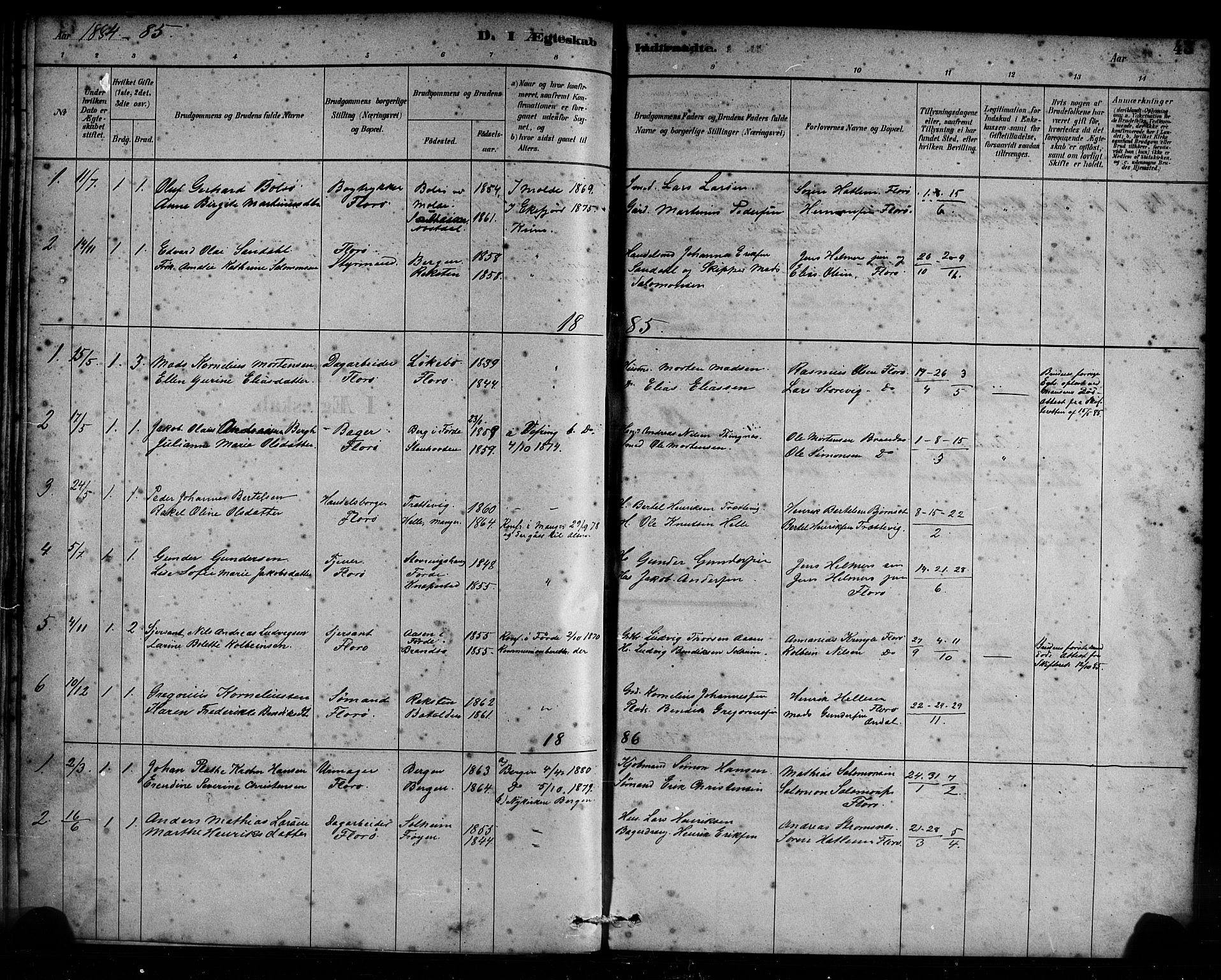 Kinn sokneprestembete, SAB/A-80801/H/Haa/Haac/L0001: Parish register (official) no. C 1, 1883-1894, p. 43