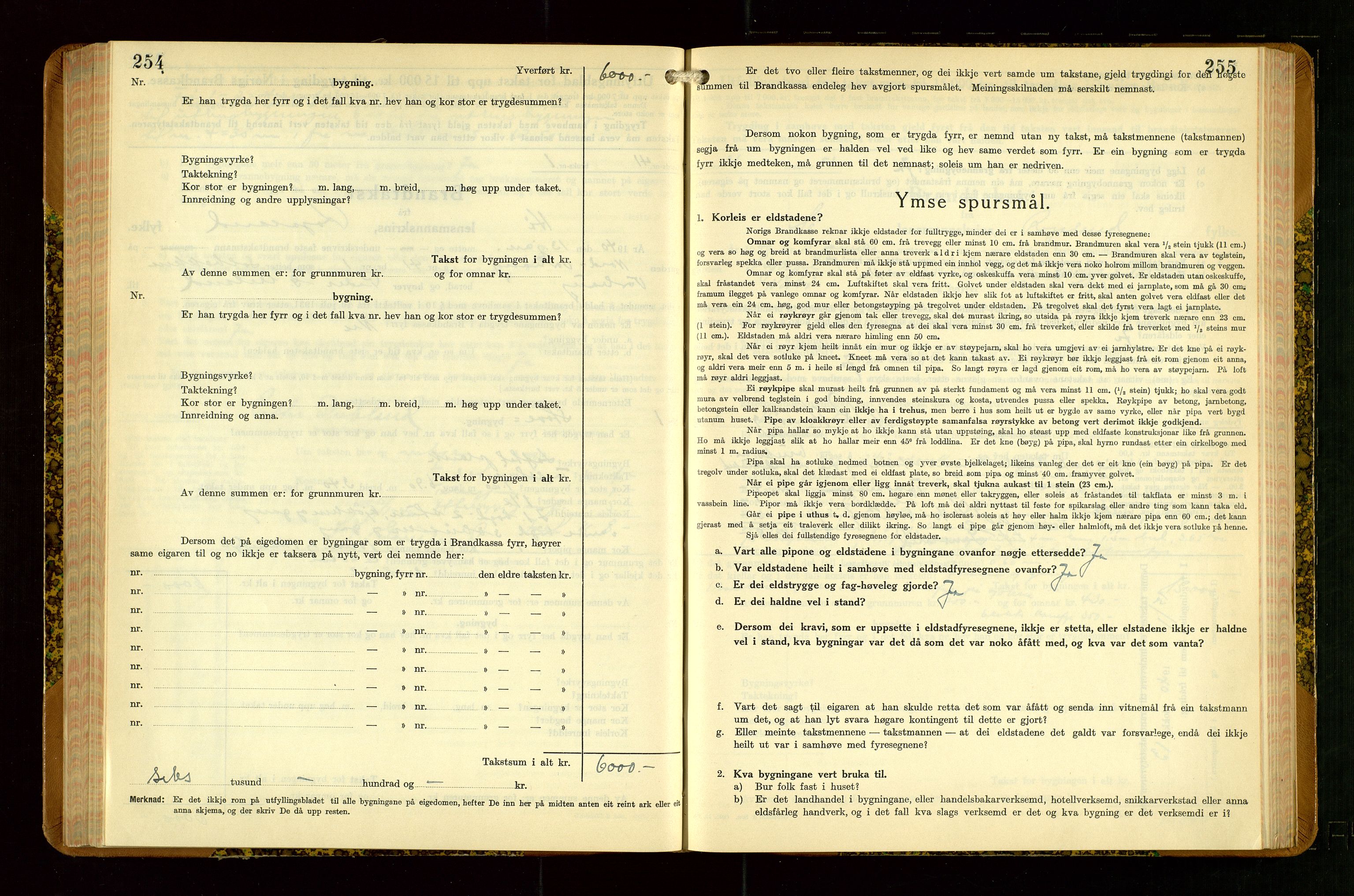 Hå lensmannskontor, SAST/A-100456/Goa/L0007: Takstprotokoll (skjema), 1938-1949, p. 254-255