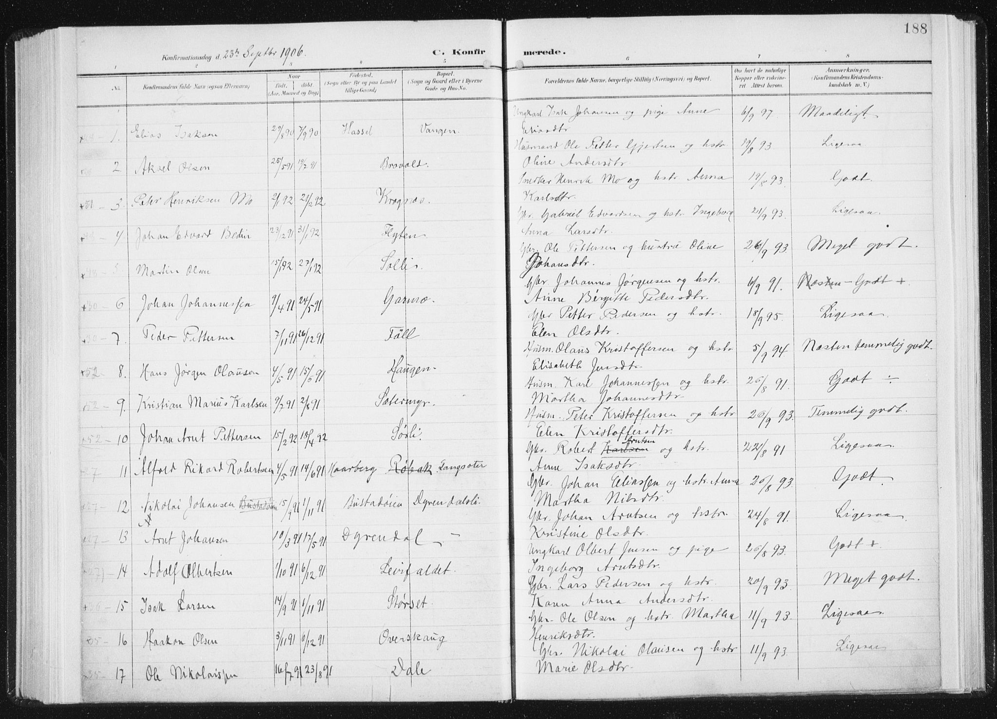 Ministerialprotokoller, klokkerbøker og fødselsregistre - Sør-Trøndelag, SAT/A-1456/647/L0635: Parish register (official) no. 647A02, 1896-1911, p. 188