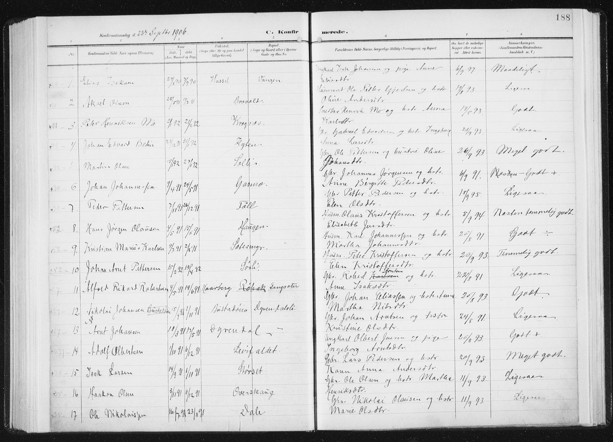 Ministerialprotokoller, klokkerbøker og fødselsregistre - Sør-Trøndelag, AV/SAT-A-1456/647/L0635: Parish register (official) no. 647A02, 1896-1911, p. 188