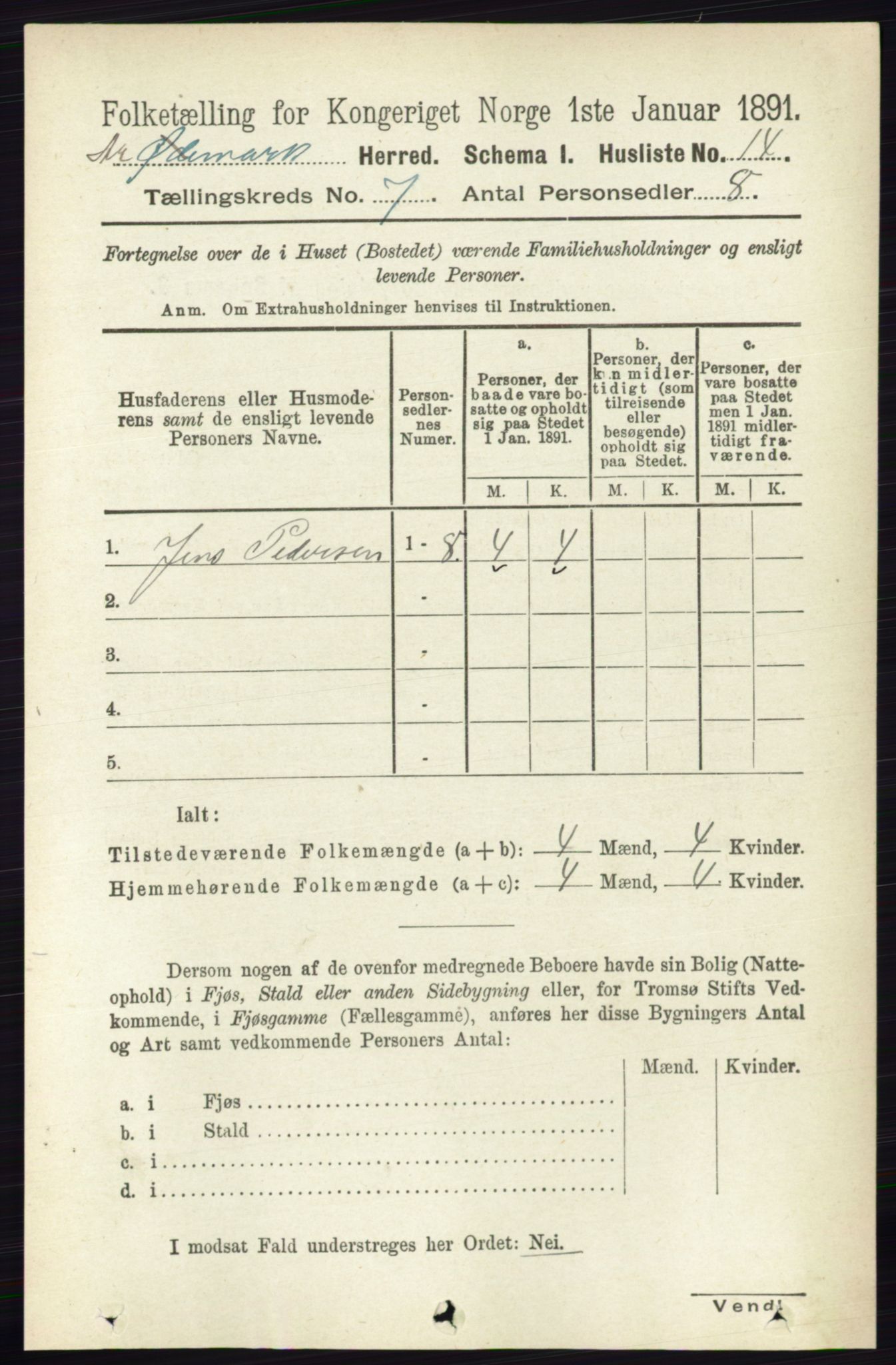 RA, 1891 census for 0118 Aremark, 1891, p. 3775