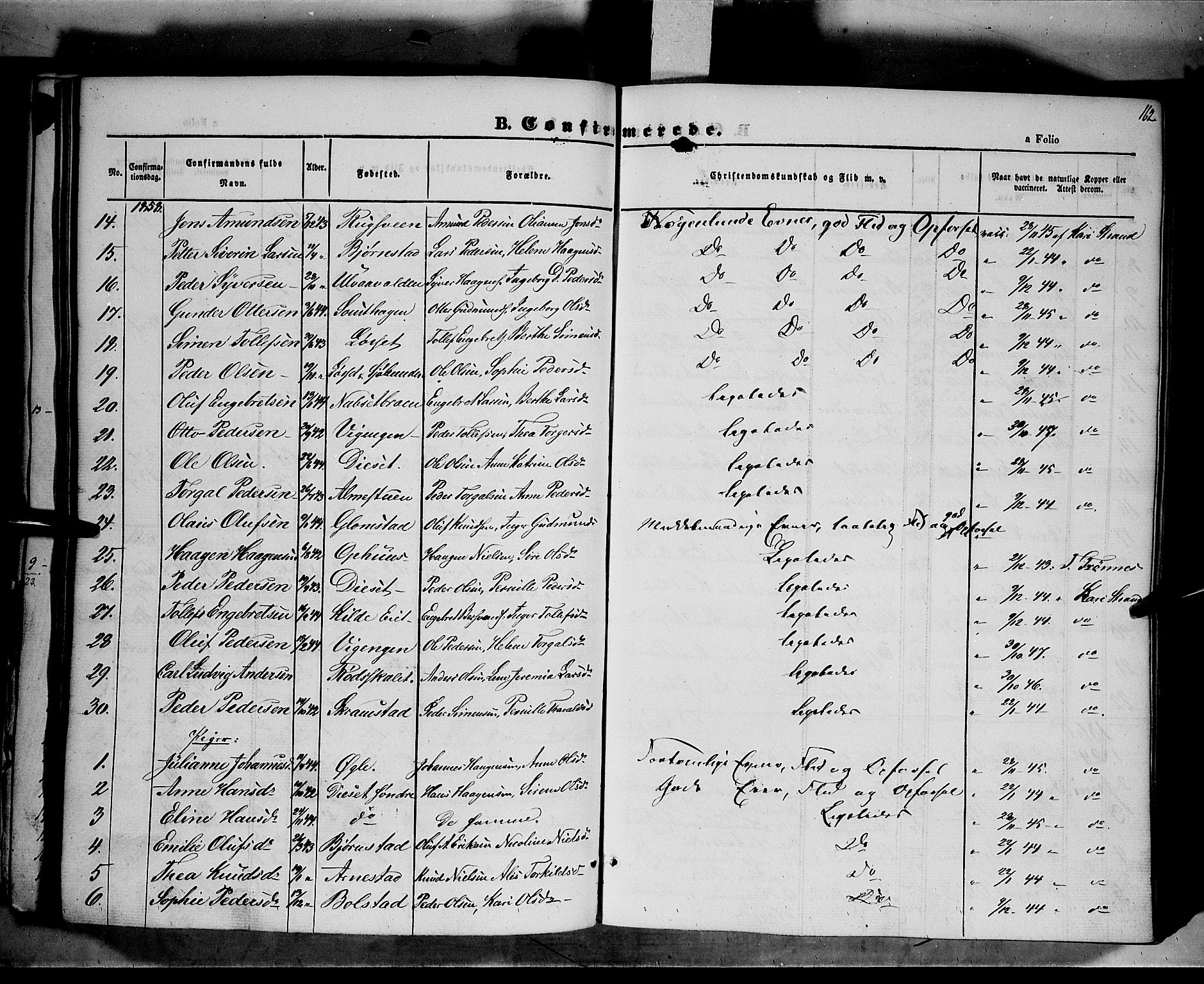 Åmot prestekontor, Hedmark, AV/SAH-PREST-056/H/Ha/Haa/L0006: Parish register (official) no. 6, 1842-1861, p. 162