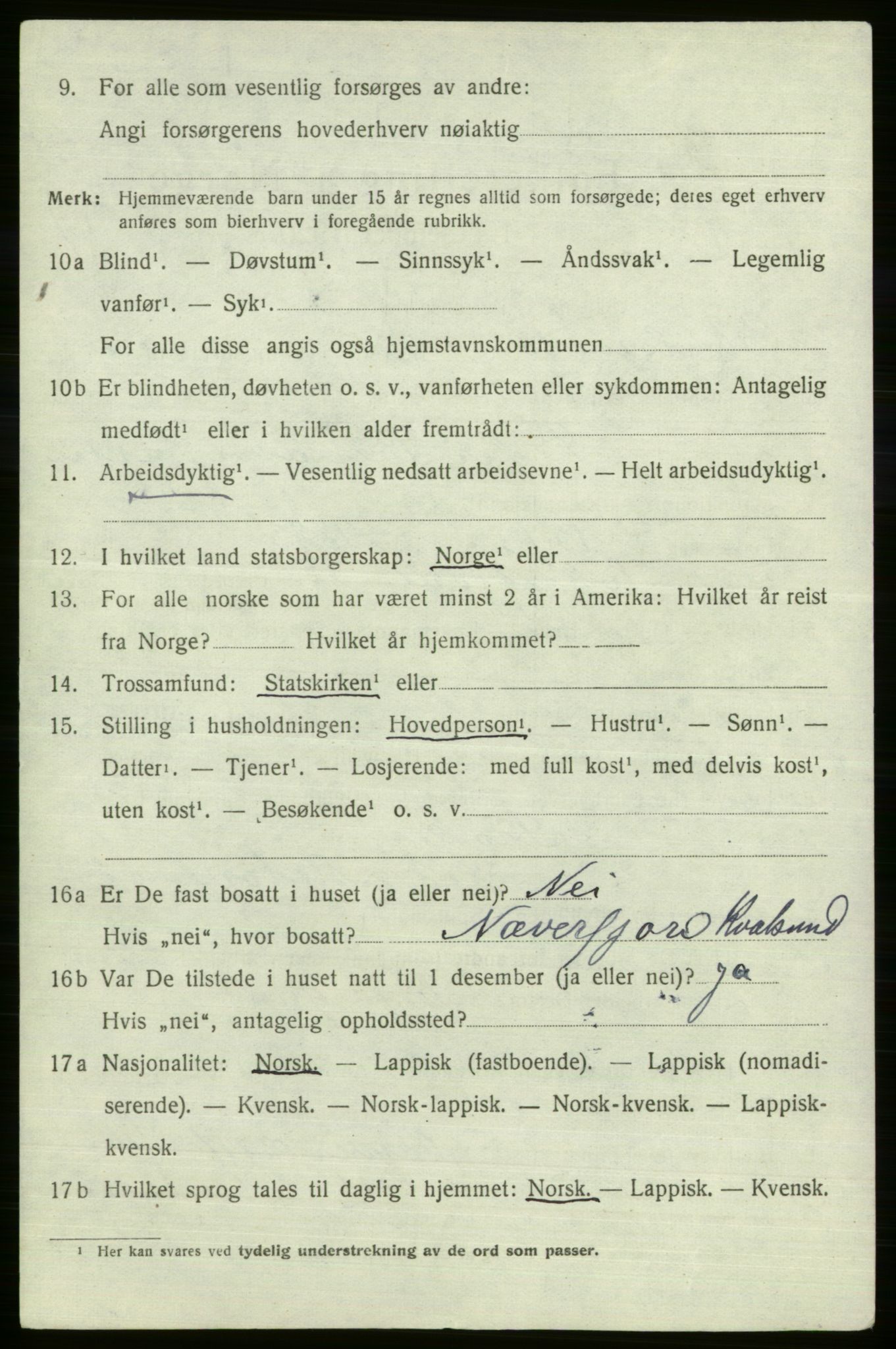 SATØ, 1920 census for , 1920, p. 467