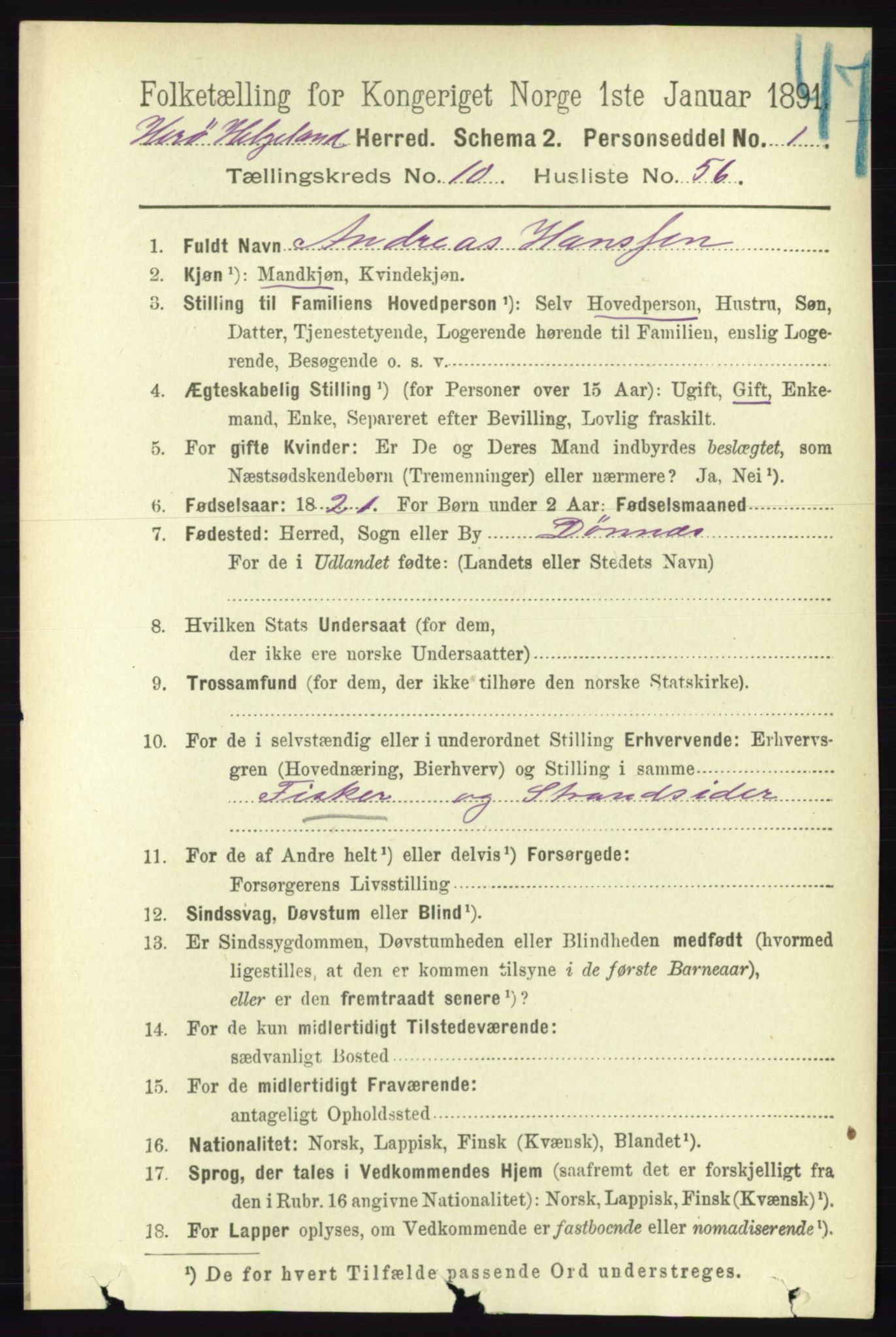 RA, 1891 census for 1818 Herøy, 1891, p. 4287