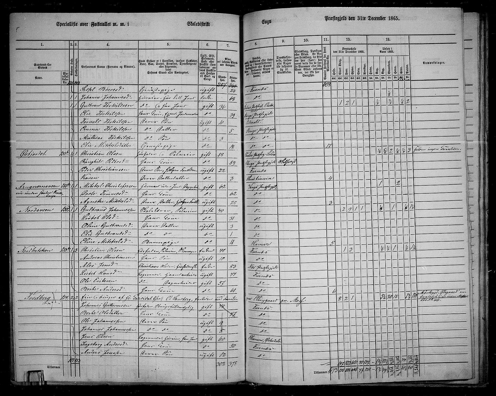 RA, 1865 census for Vang/Vang og Furnes, 1865, p. 111