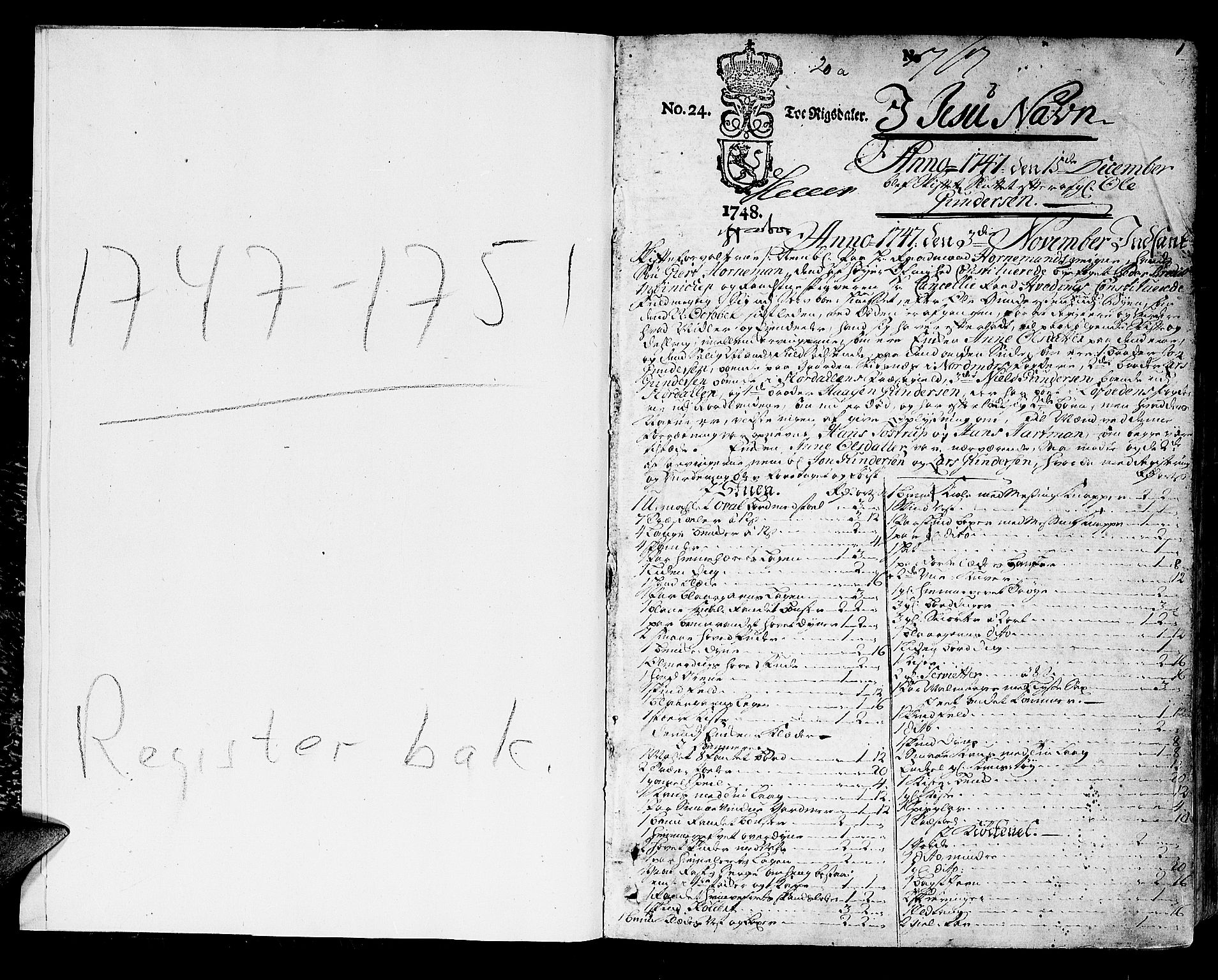 Trondheim byfogd, AV/SAT-A-0003/1/3/3A/L0016: Skifteprotokoll - gml.nr.14a. (m/ register), 1747-1751, p. 0b-1a