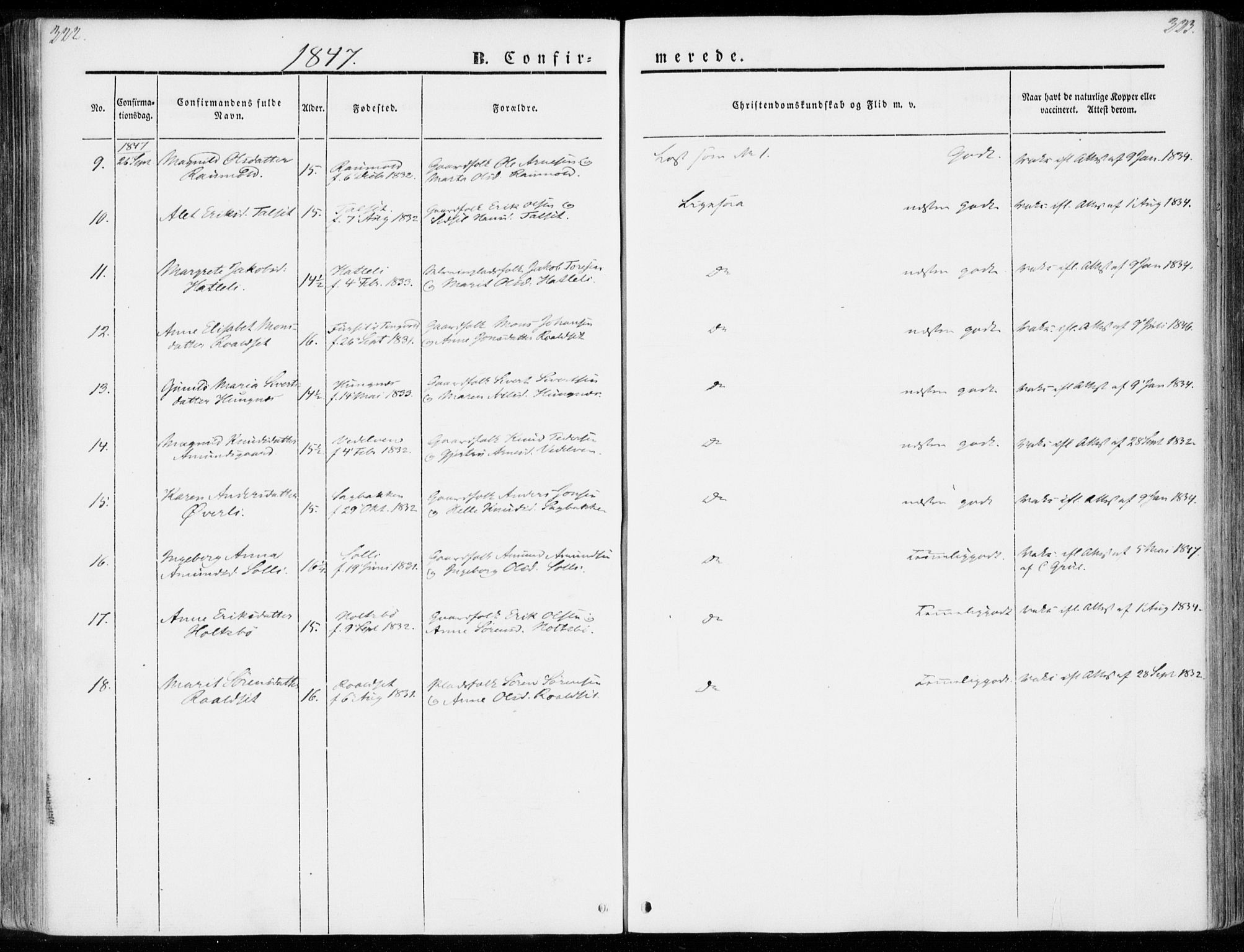 Ministerialprotokoller, klokkerbøker og fødselsregistre - Møre og Romsdal, SAT/A-1454/557/L0680: Parish register (official) no. 557A02, 1843-1869, p. 322-323