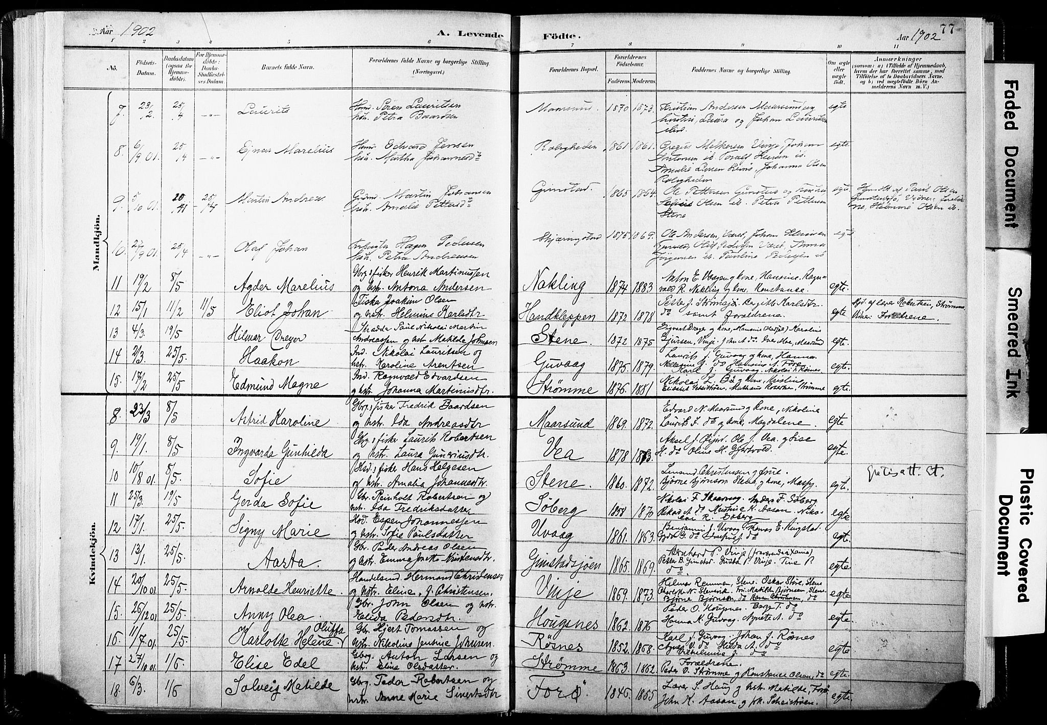 Ministerialprotokoller, klokkerbøker og fødselsregistre - Nordland, AV/SAT-A-1459/891/L1304: Parish register (official) no. 891A09, 1895-1921, p. 77