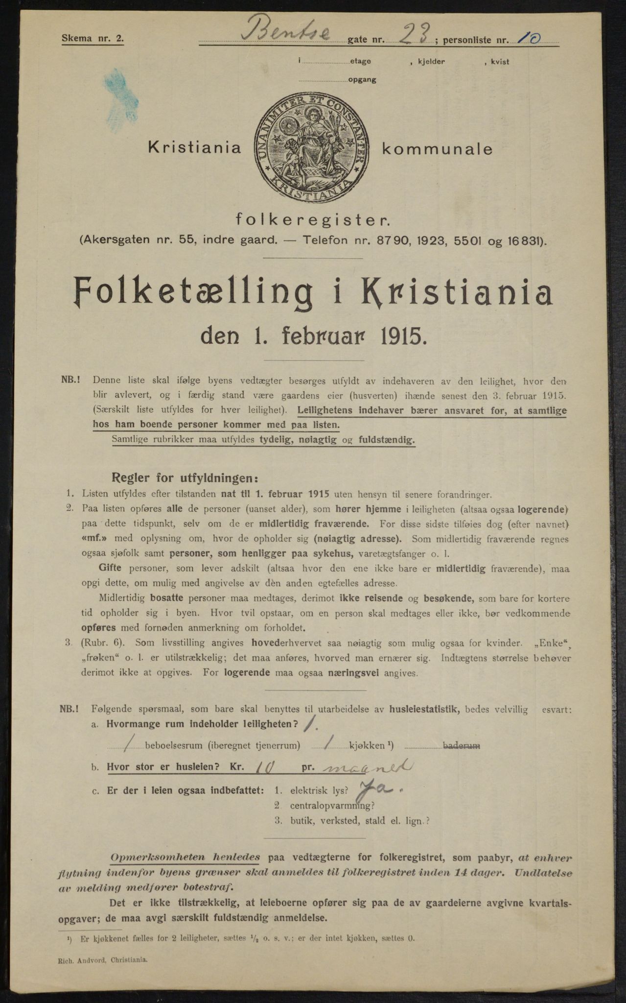 OBA, Municipal Census 1915 for Kristiania, 1915, p. 3739