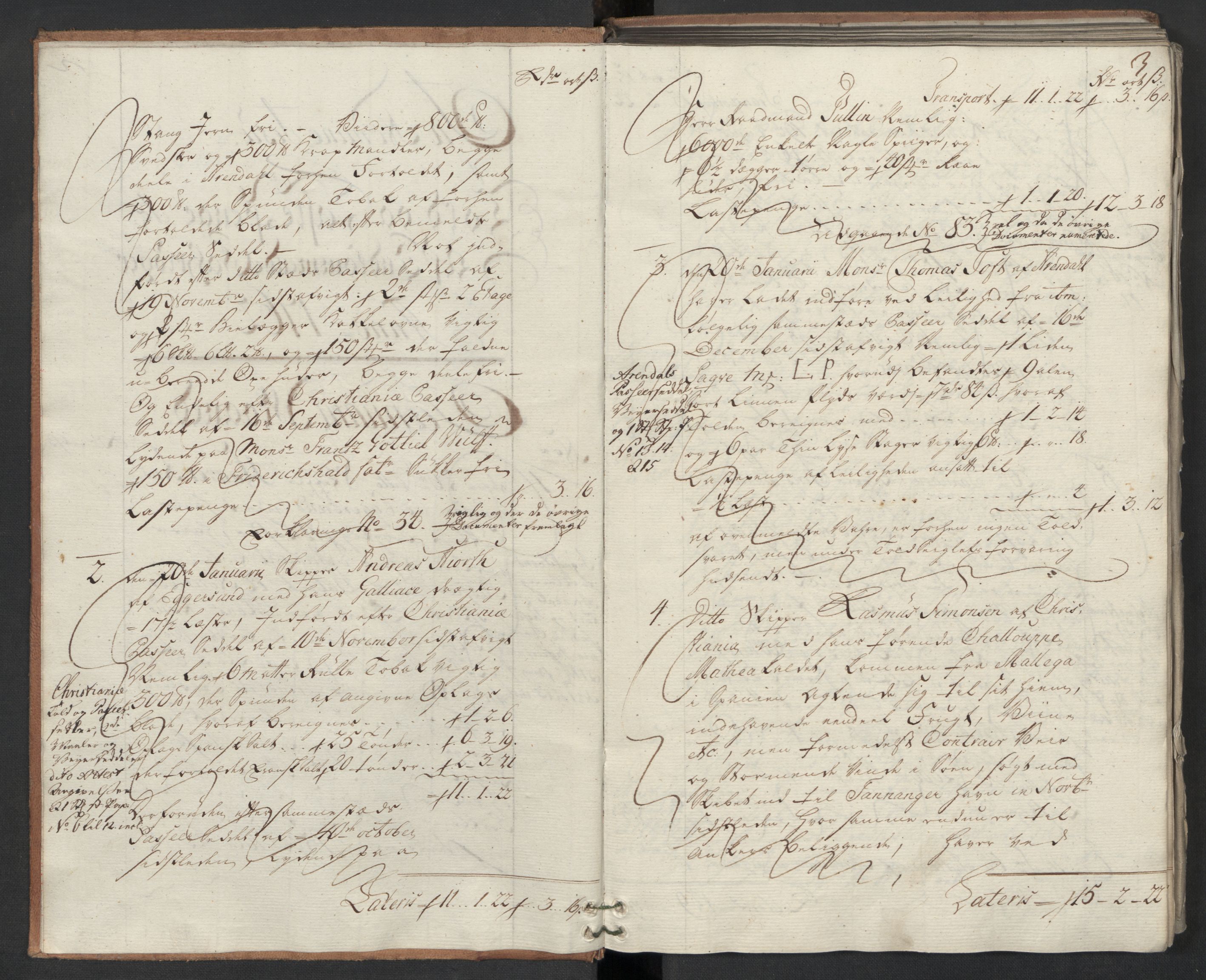 Generaltollkammeret, tollregnskaper, AV/RA-EA-5490/R22/L0024/0001: Tollregnskaper Stavanger / Hovedtollbok, 1762, p. 2b-3a