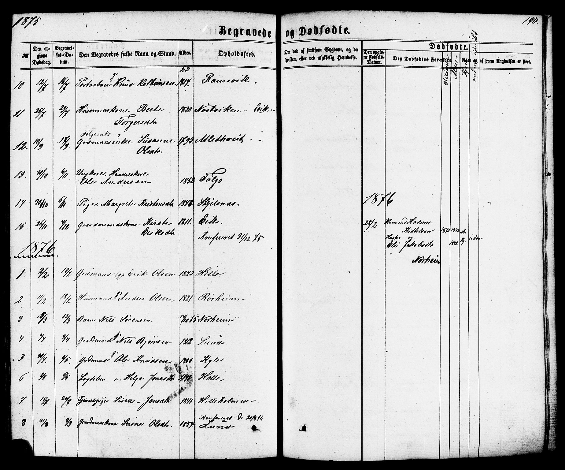 Nedstrand sokneprestkontor, AV/SAST-A-101841/01/IV: Parish register (official) no. A 10, 1861-1887, p. 190