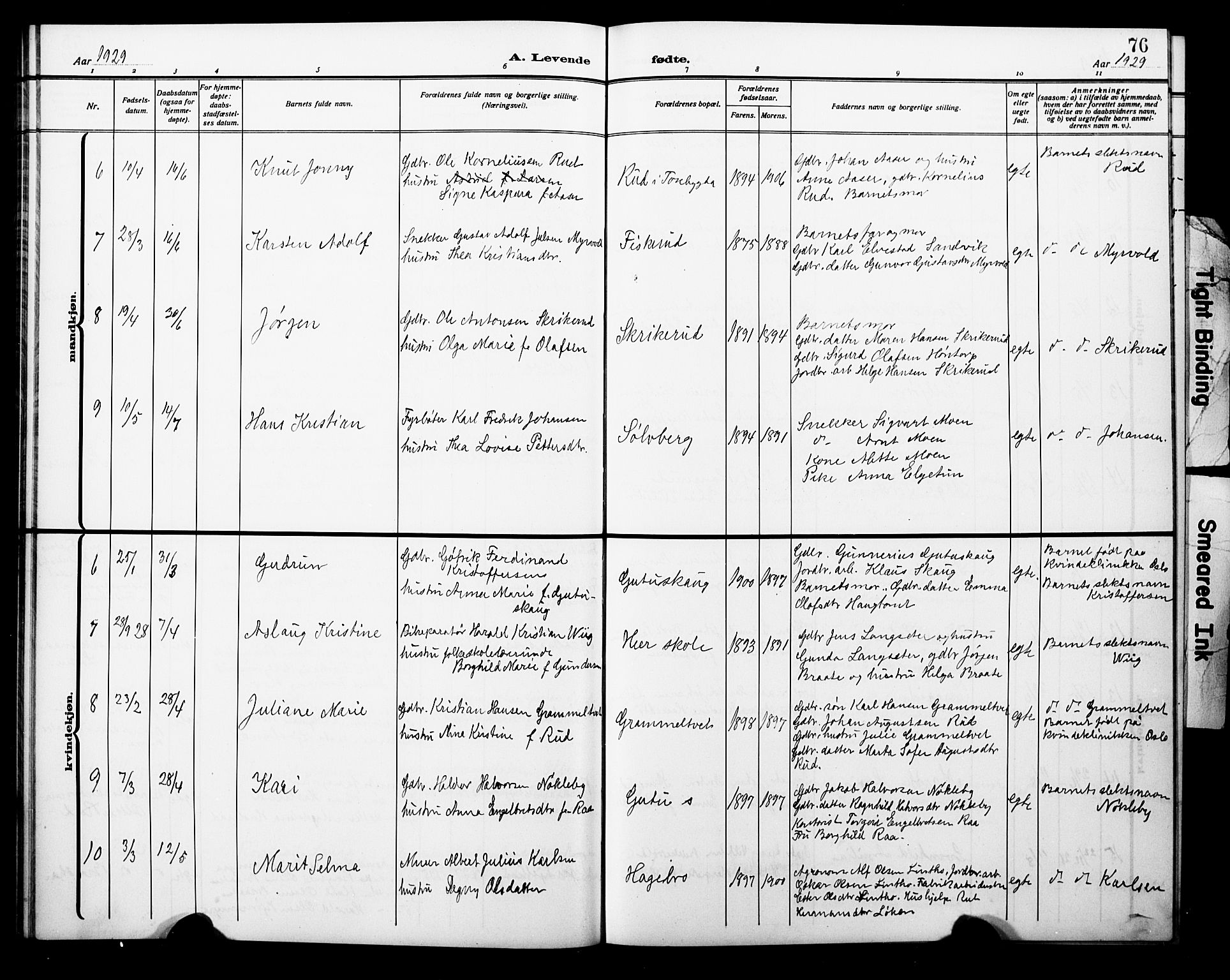 Trøgstad prestekontor Kirkebøker, AV/SAO-A-10925/G/Ga/L0002: Parish register (copy) no. I 2, 1911-1929, p. 76