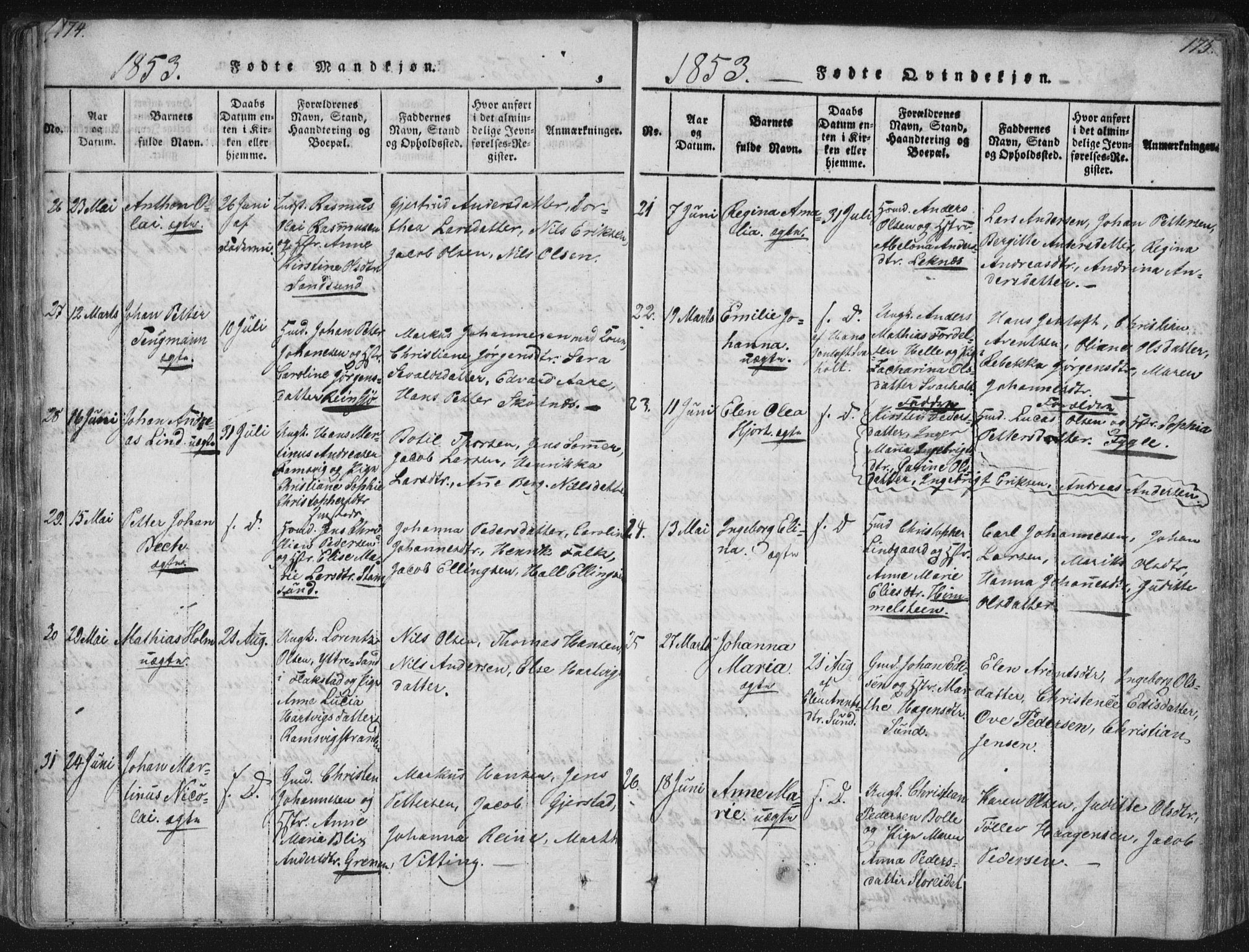 Ministerialprotokoller, klokkerbøker og fødselsregistre - Nordland, SAT/A-1459/881/L1164: Parish register (copy) no. 881C01, 1818-1853, p. 174-175