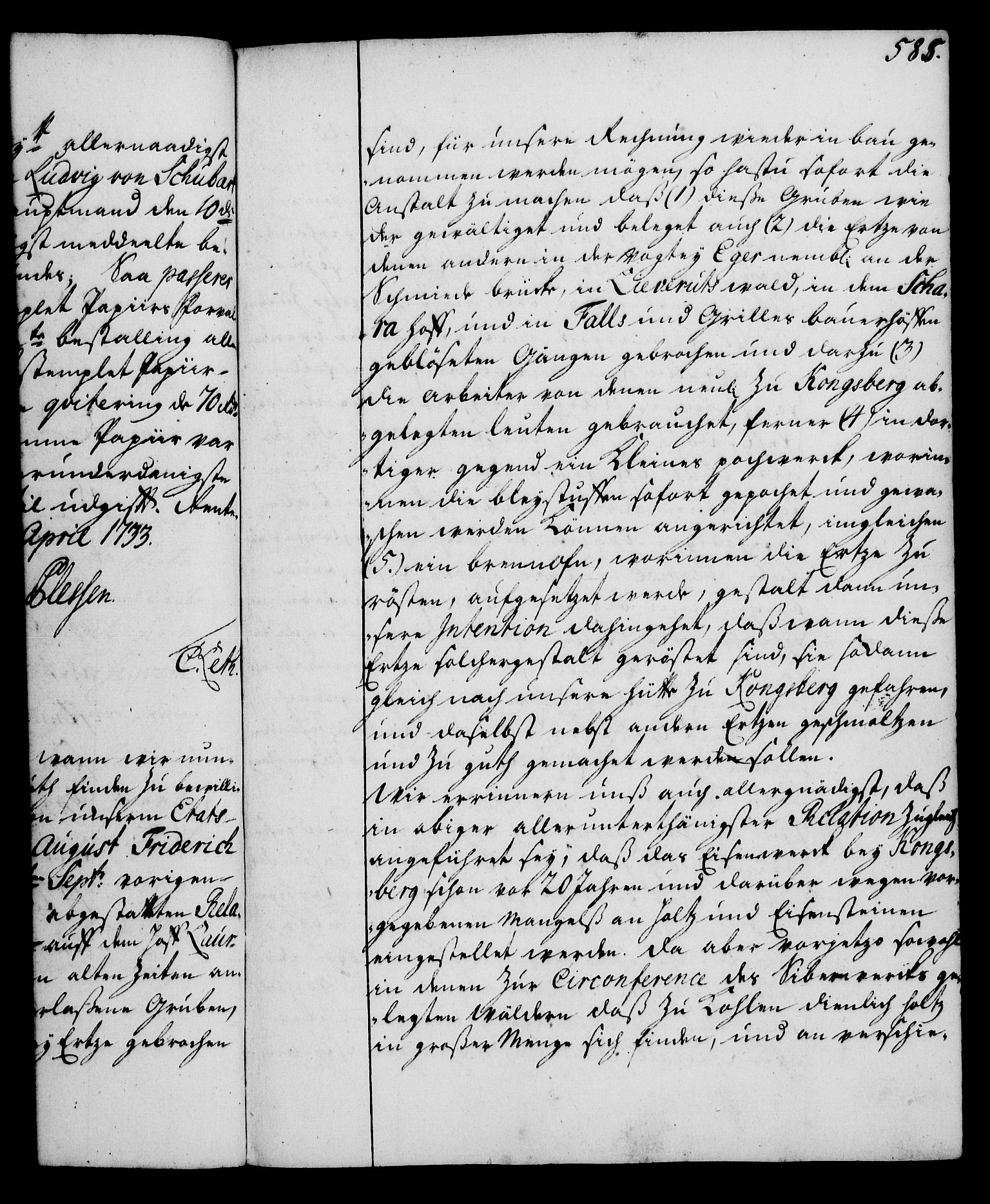 Rentekammeret, Kammerkanselliet, RA/EA-3111/G/Gg/Gga/L0003: Norsk ekspedisjonsprotokoll med register (merket RK 53.3), 1727-1734, p. 585
