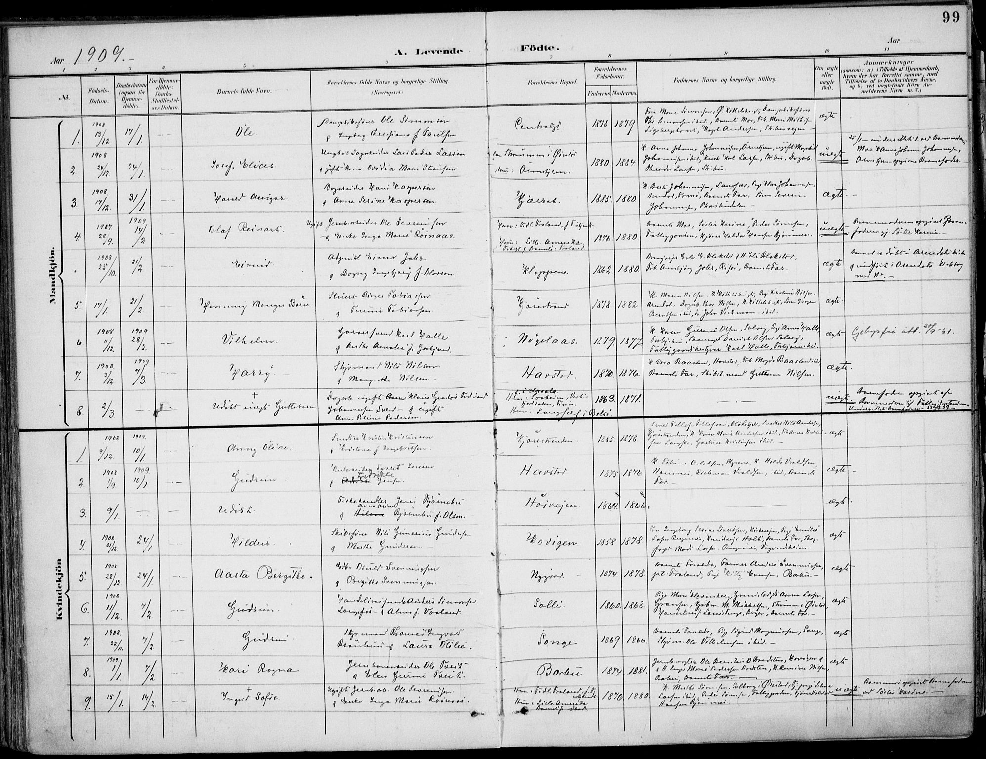 Barbu sokneprestkontor, SAK/1111-0003/F/Fa/L0005: Parish register (official) no. A 5, 1899-1909, p. 99