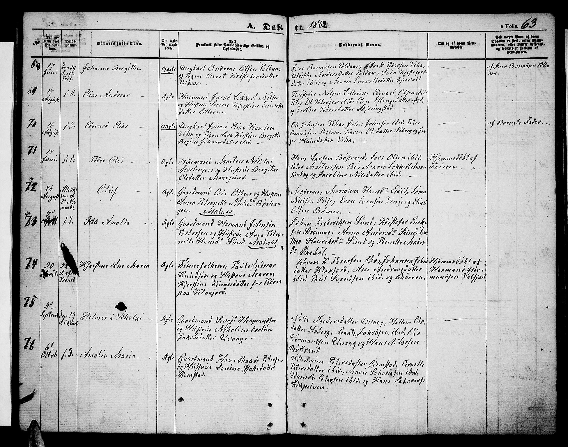 Ministerialprotokoller, klokkerbøker og fødselsregistre - Nordland, SAT/A-1459/891/L1313: Parish register (copy) no. 891C02, 1856-1870, p. 63