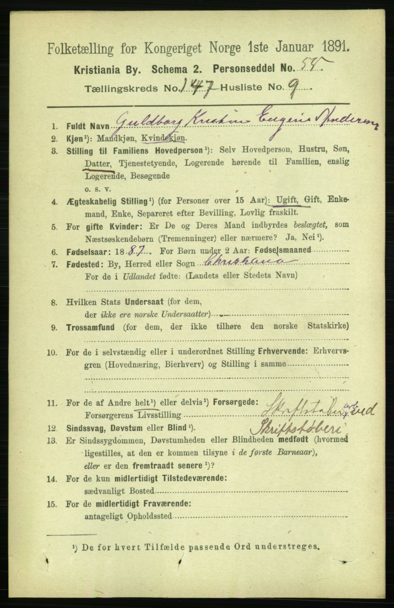 RA, 1891 census for 0301 Kristiania, 1891, p. 81856