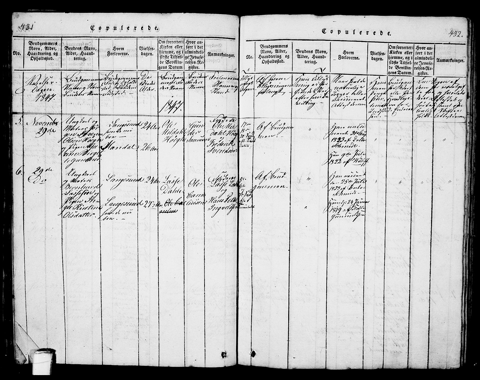 Langesund kirkebøker, SAKO/A-280/G/Ga/L0003: Parish register (copy) no. 3, 1815-1858, p. 431-432