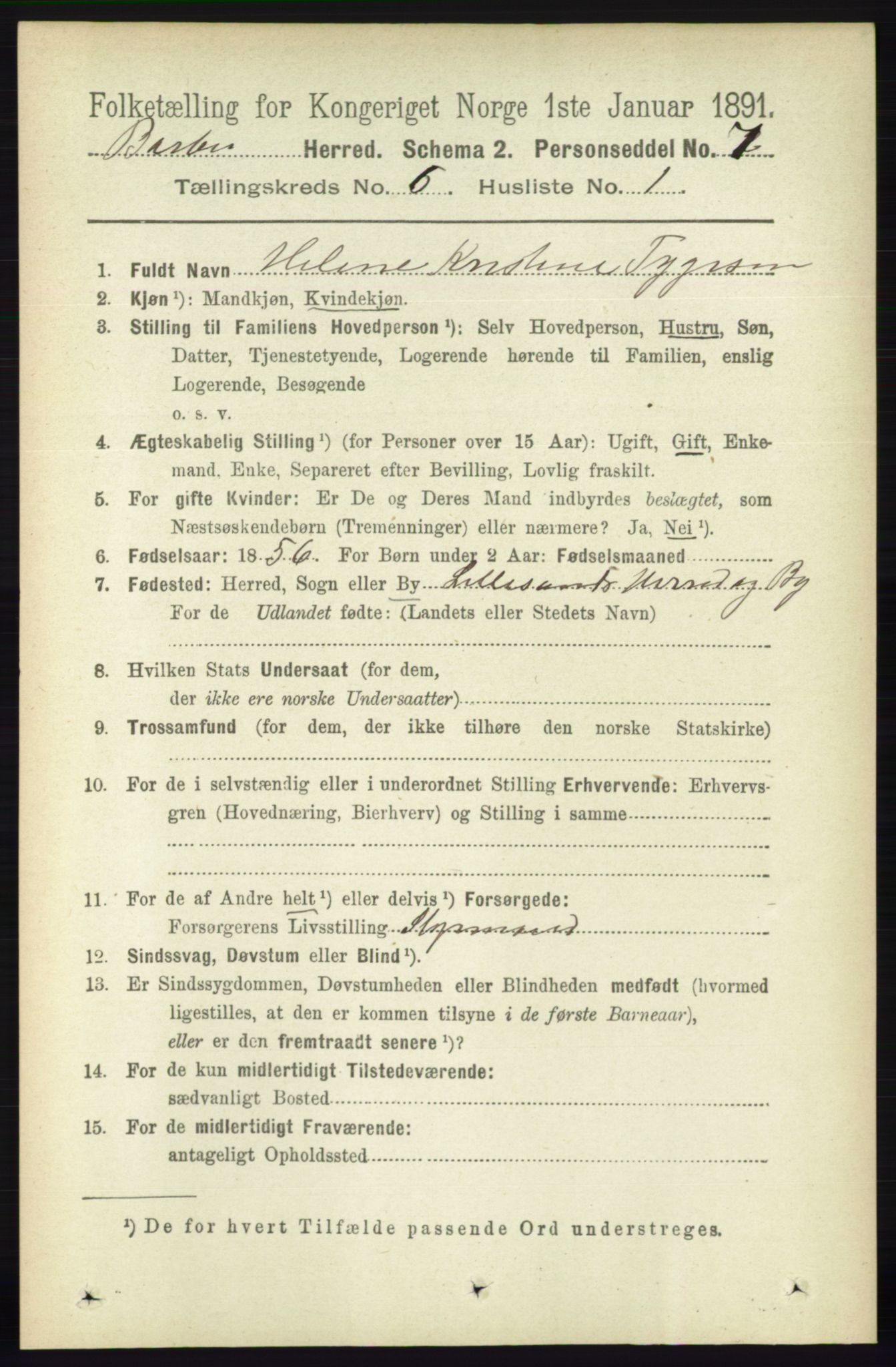 RA, 1891 census for 0990 Barbu, 1891, p. 4426