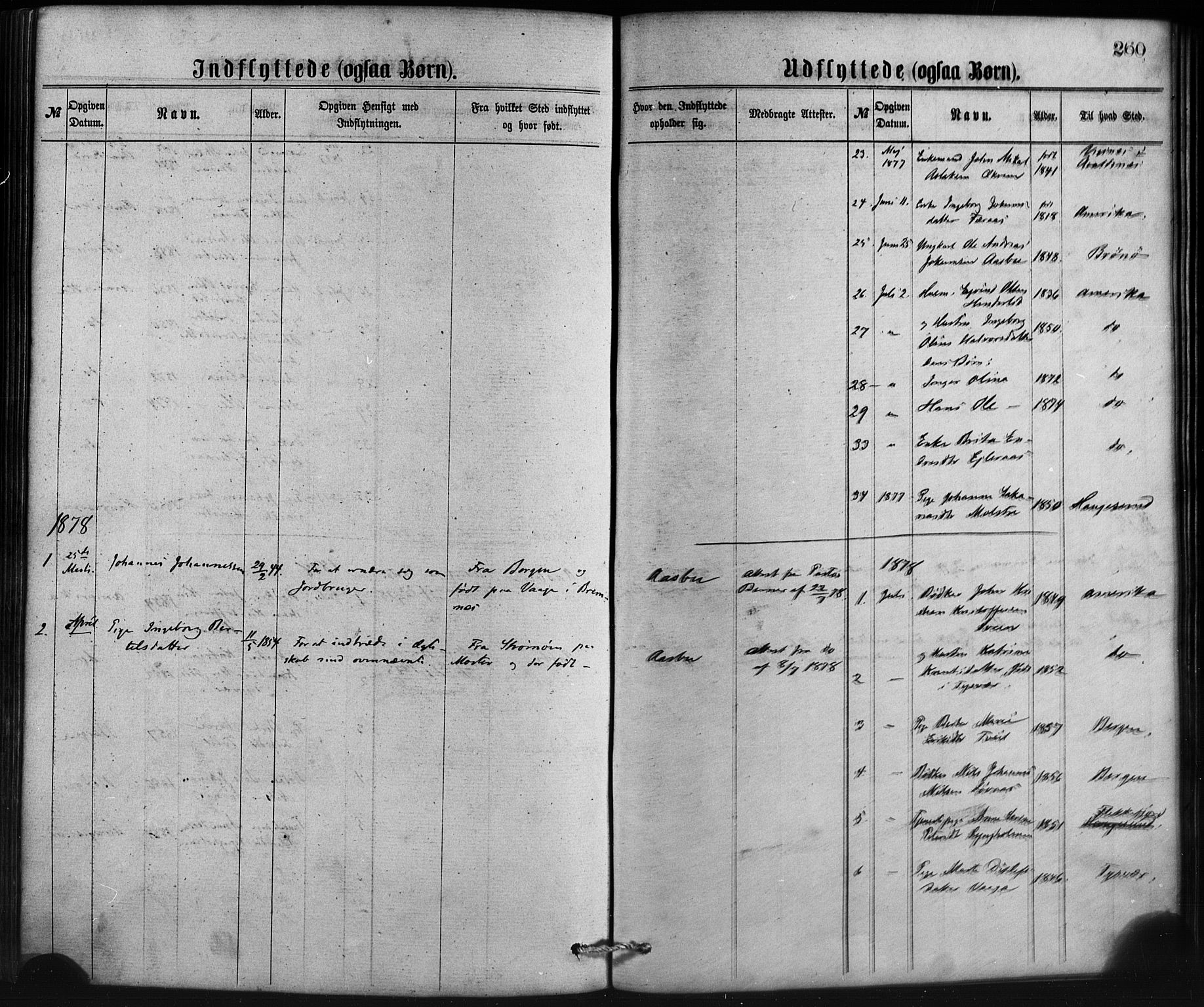 Sveio Sokneprestembete, AV/SAB-A-78501/H/Haa: Parish register (official) no. B 1, 1870-1883, p. 260