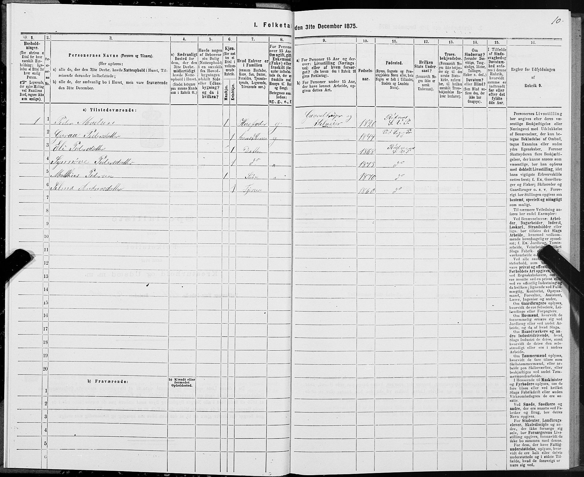 SAT, 1875 census for 1541P Veøy, 1875, p. 3010