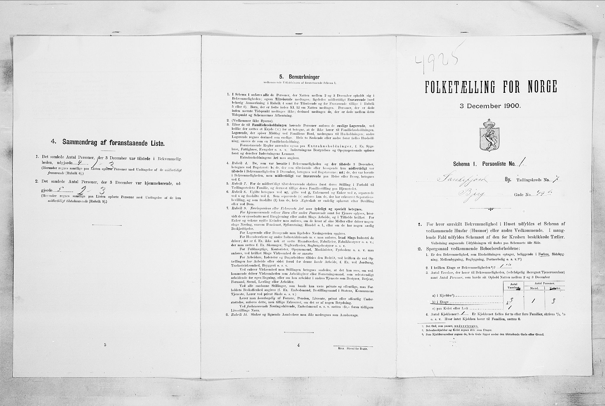 RA, 1900 census for Sandefjord, 1900, p. 1869