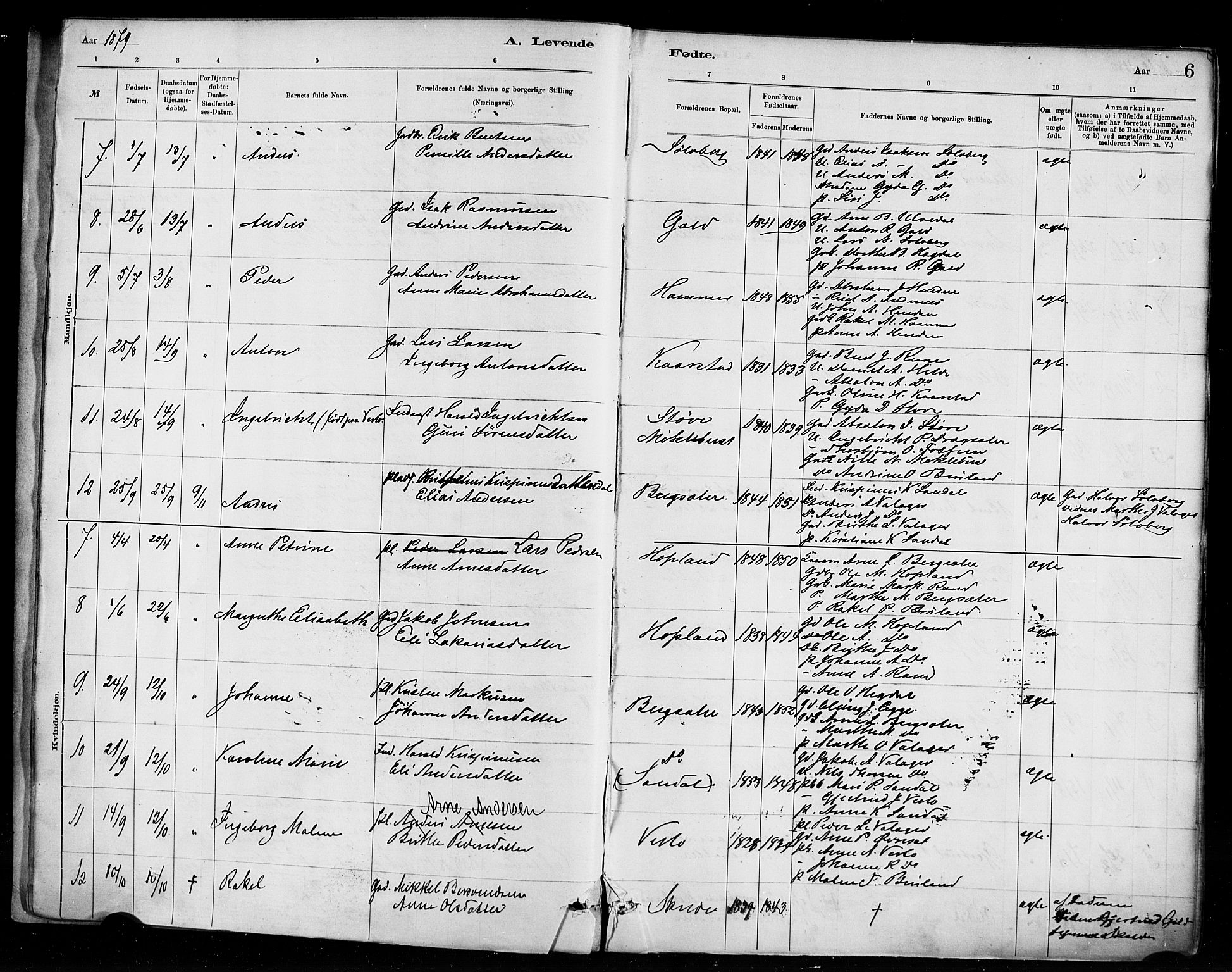 Innvik sokneprestembete, AV/SAB-A-80501: Parish register (official) no. D 1, 1879-1900, p. 6