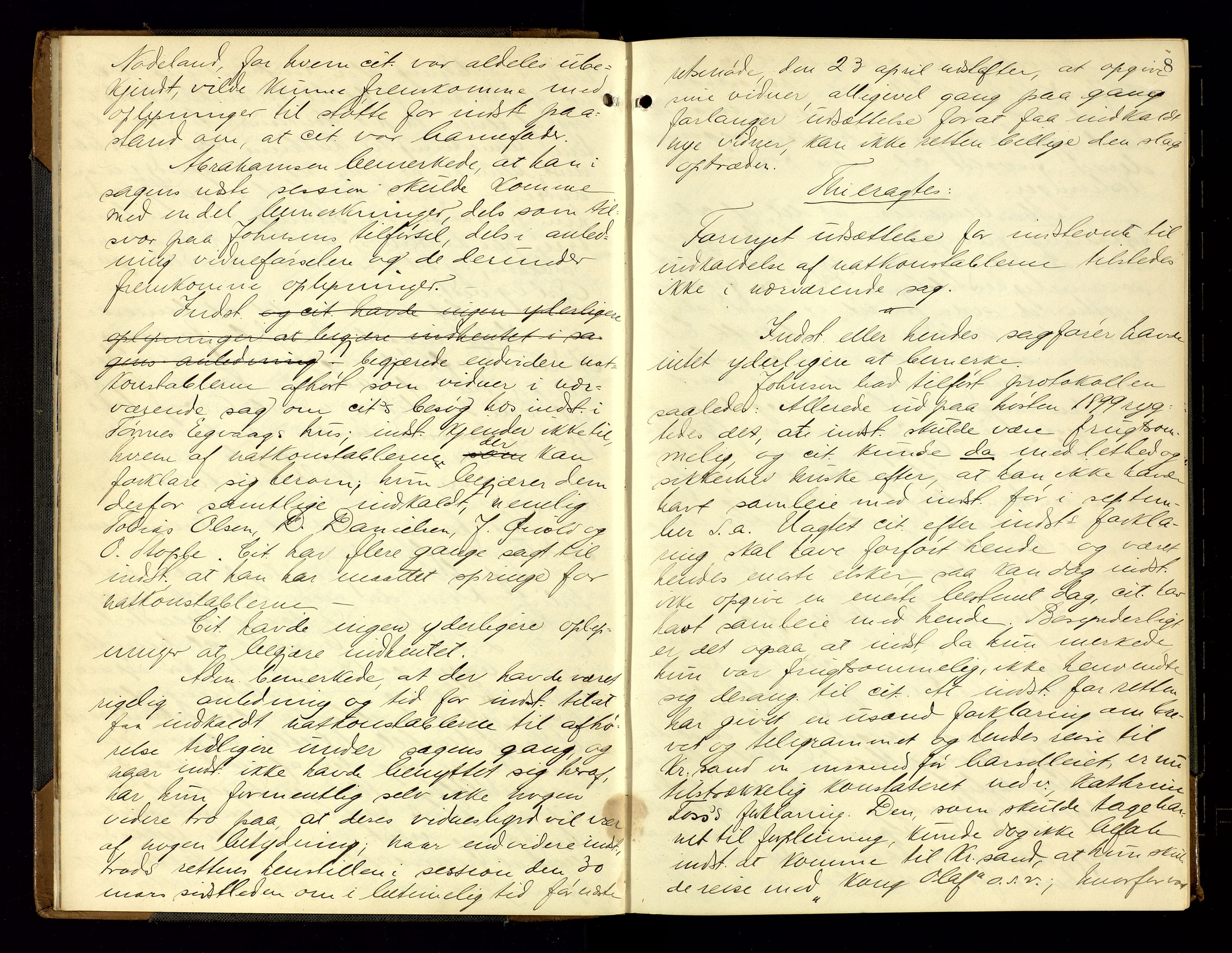 Lyngdal sorenskriveri, AV/SAK-1221-0004/F/Fb/L0093: Ekstrarettsprotokoll nr. 29, 1901-1904, p. 8