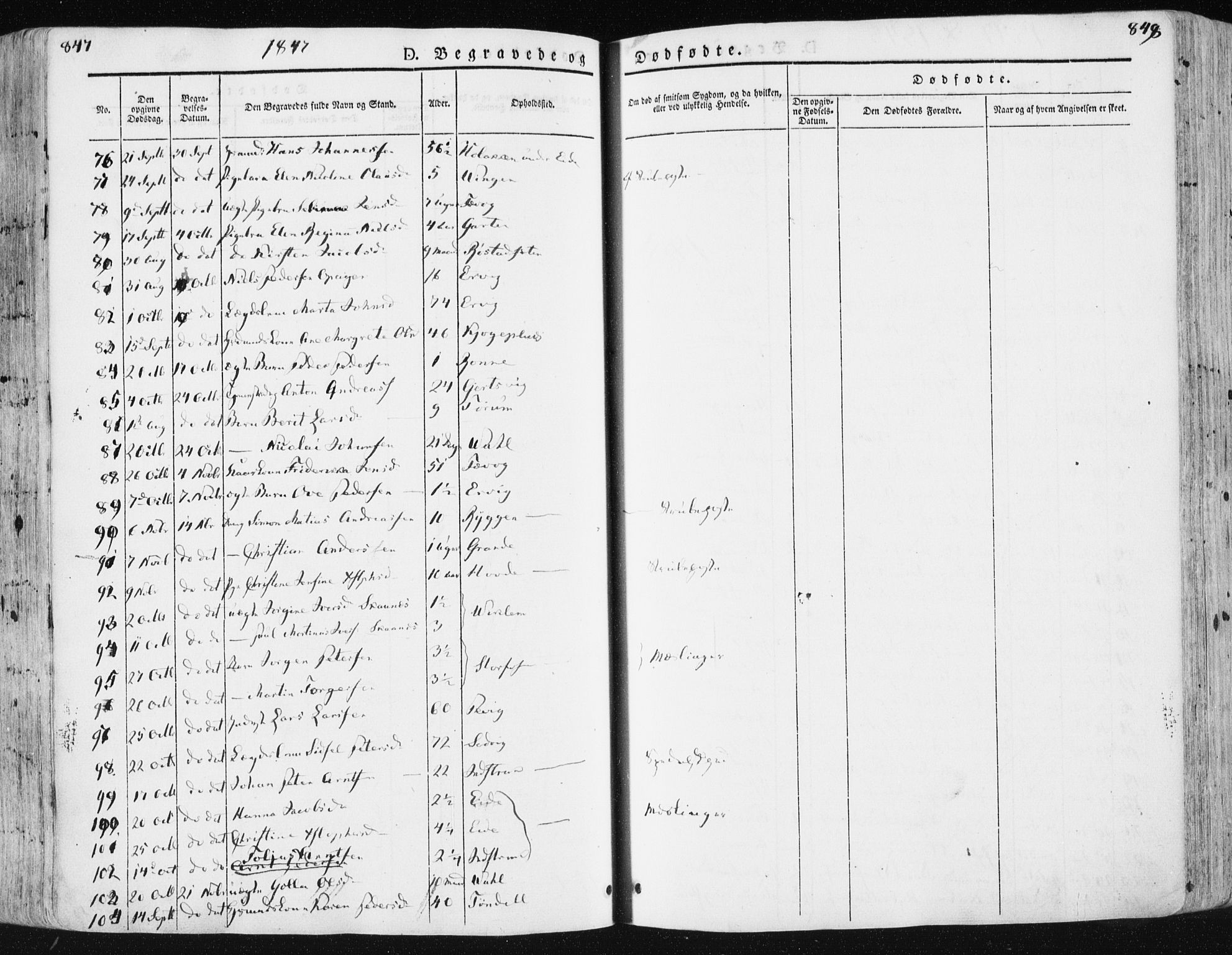 Ministerialprotokoller, klokkerbøker og fødselsregistre - Sør-Trøndelag, SAT/A-1456/659/L0736: Parish register (official) no. 659A06, 1842-1856, p. 847-848