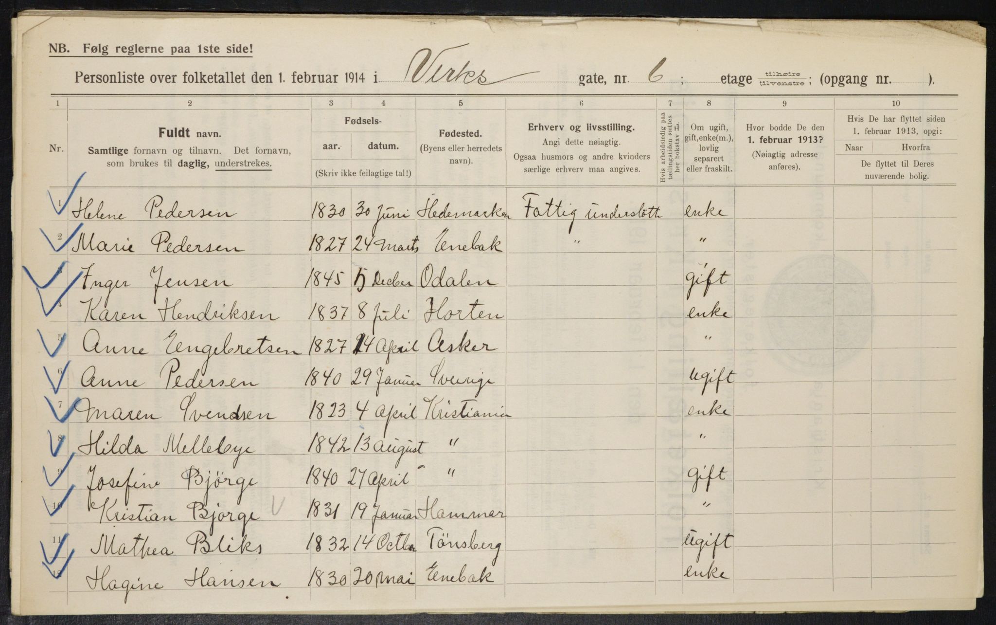 OBA, Municipal Census 1914 for Kristiania, 1914, p. 122999