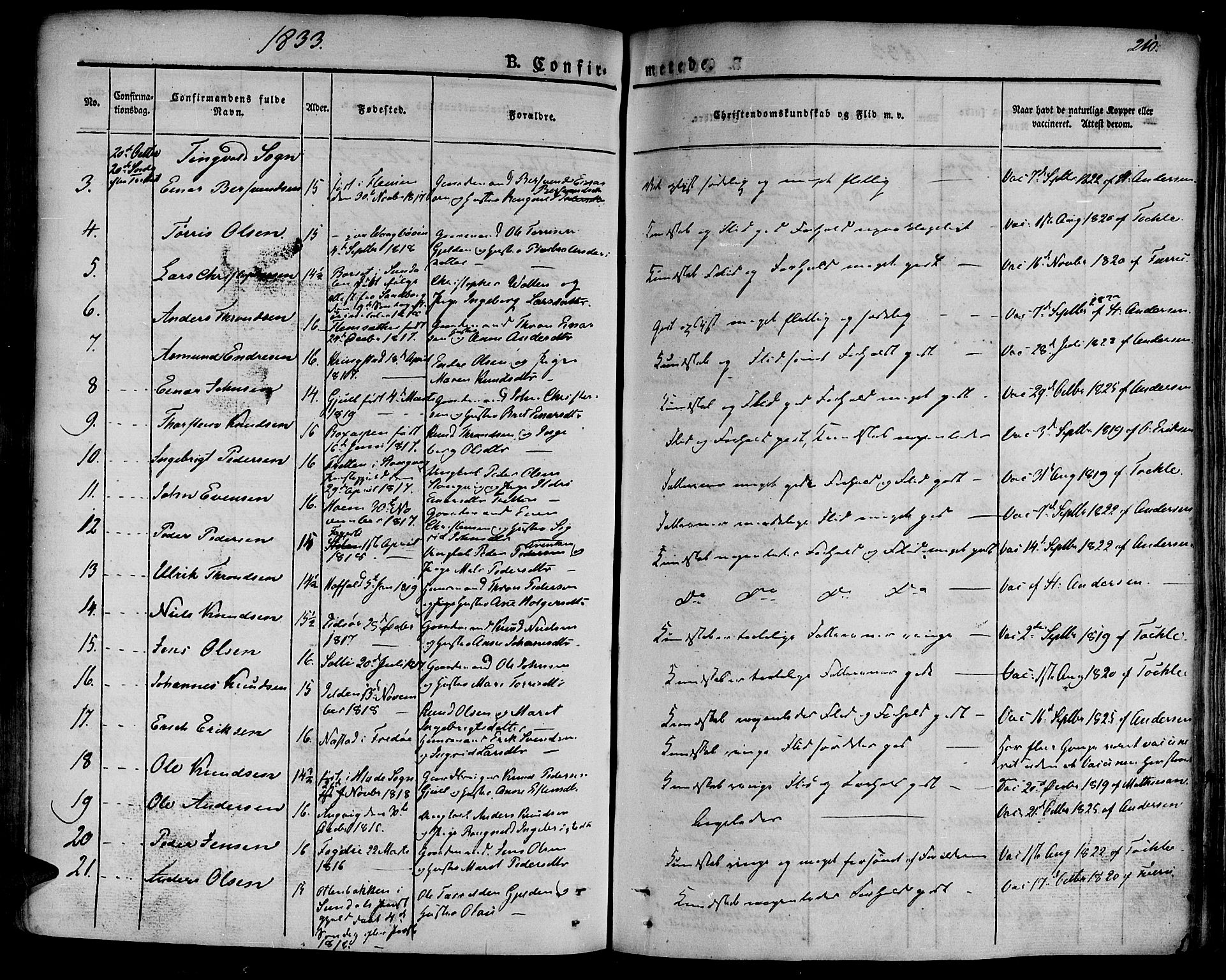 Ministerialprotokoller, klokkerbøker og fødselsregistre - Møre og Romsdal, AV/SAT-A-1454/586/L0983: Parish register (official) no. 586A09, 1829-1843, p. 210