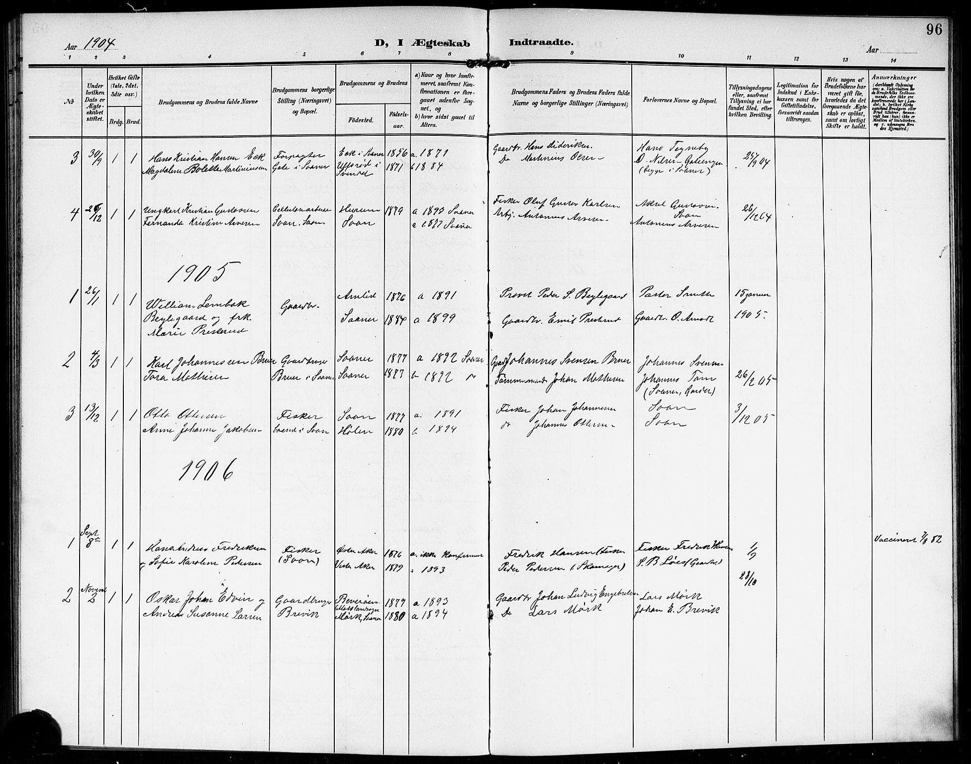 Vestby prestekontor Kirkebøker, SAO/A-10893/G/Gb/L0002: Parish register (copy) no. II 2, 1903-1914, p. 96